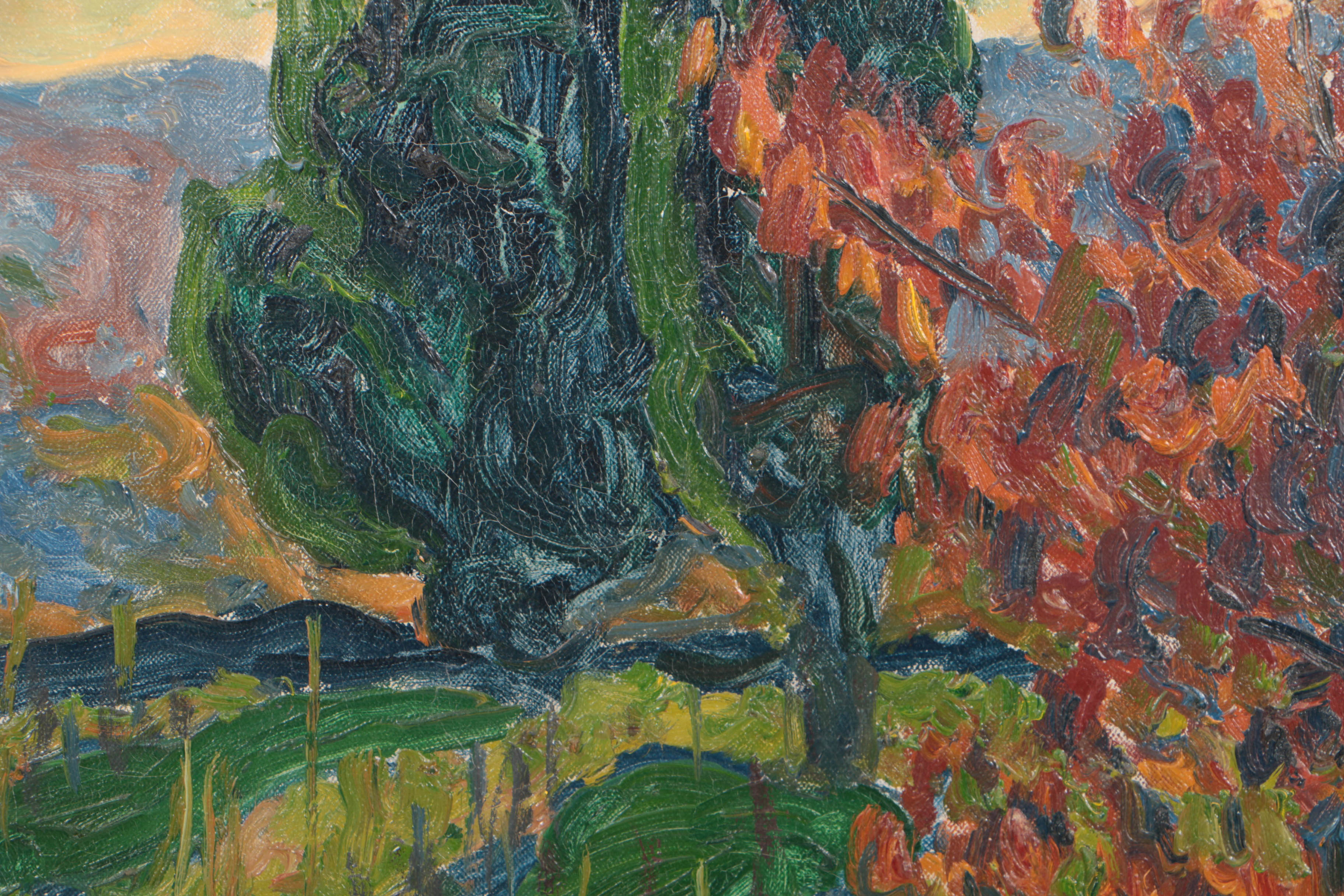 Allen Tucker Early 20th Century Autumnal Landscape Oil Painting