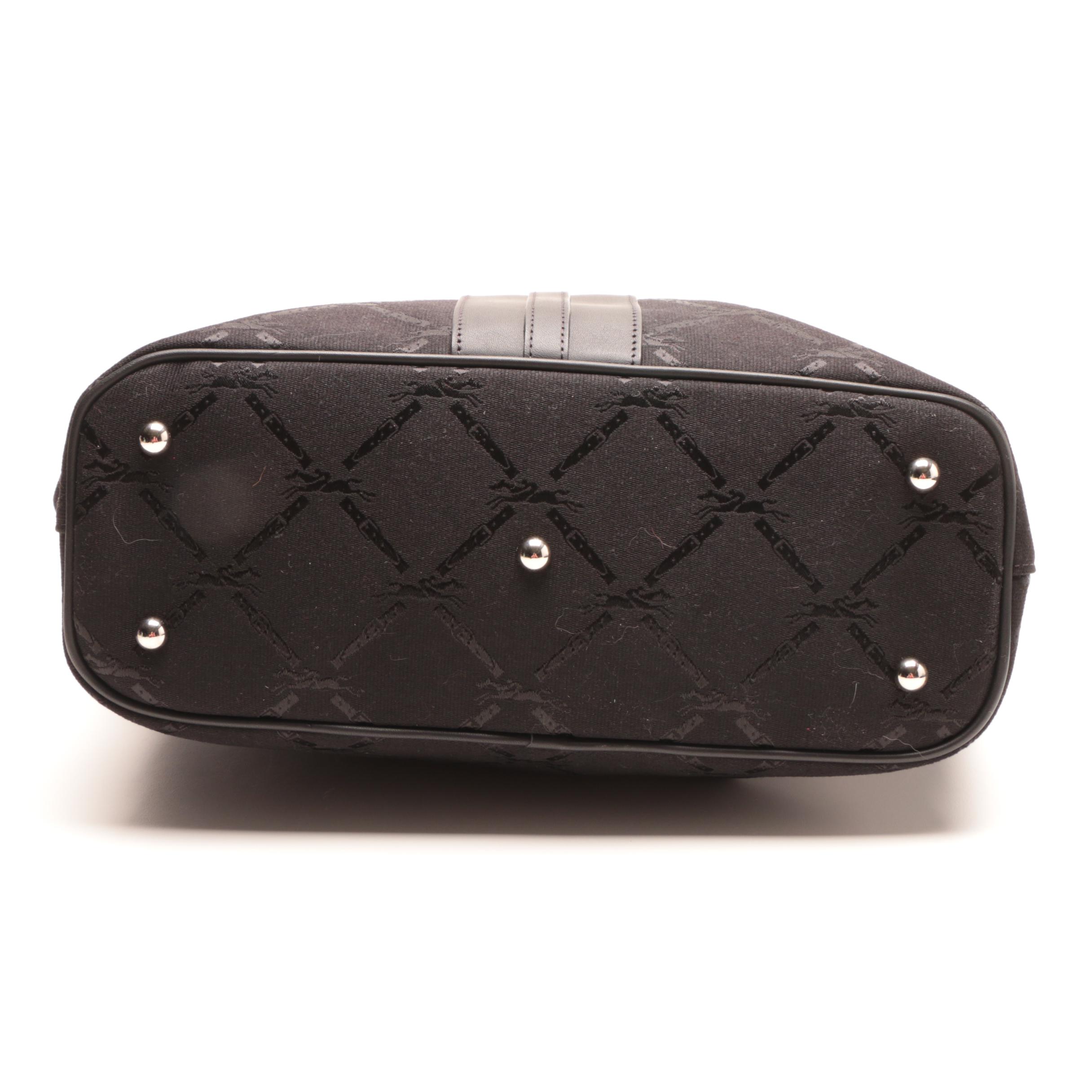 Longchamp Black Diamond Logo Canvas Tote