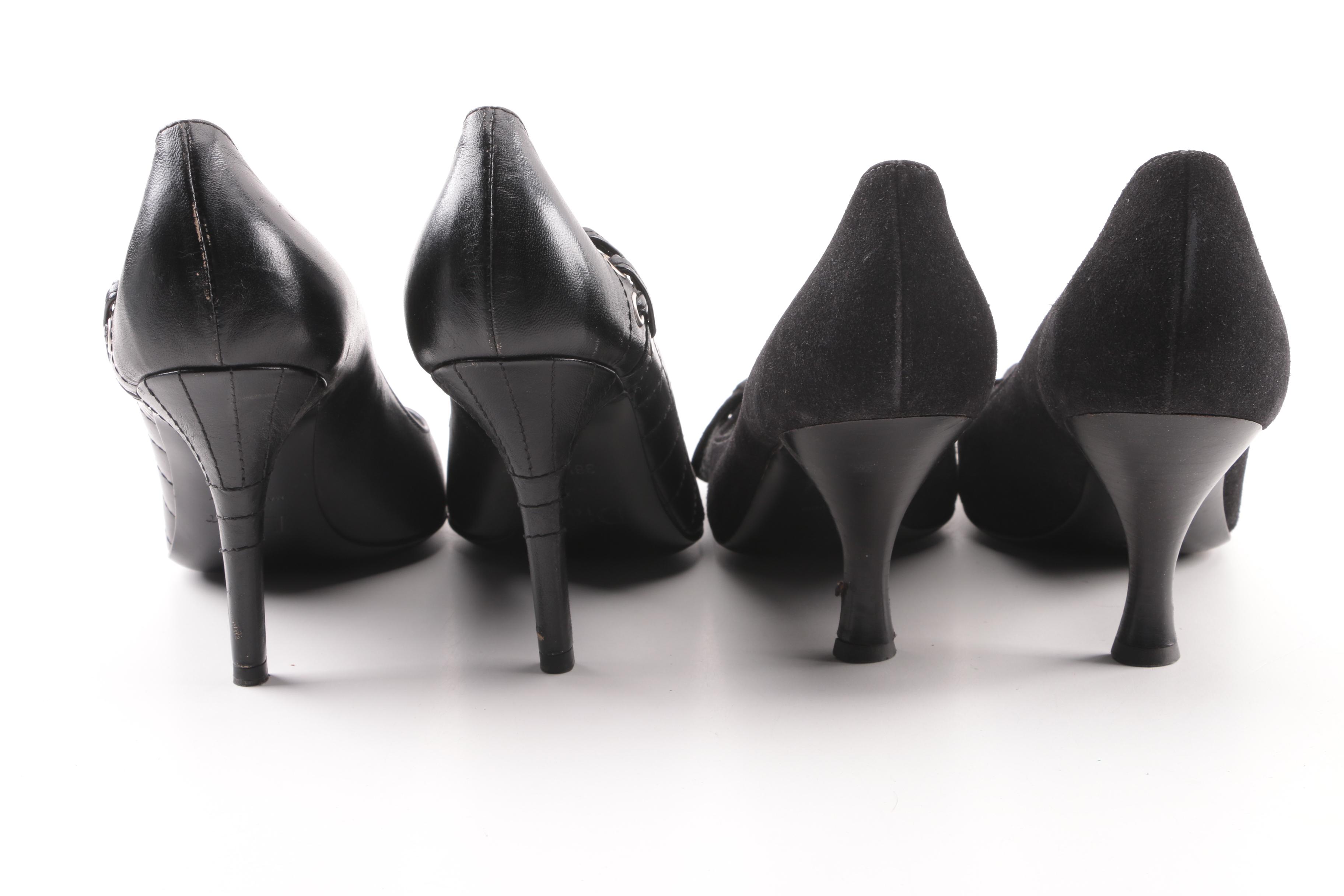 Prada and Dior Black High-Heeled Pumps