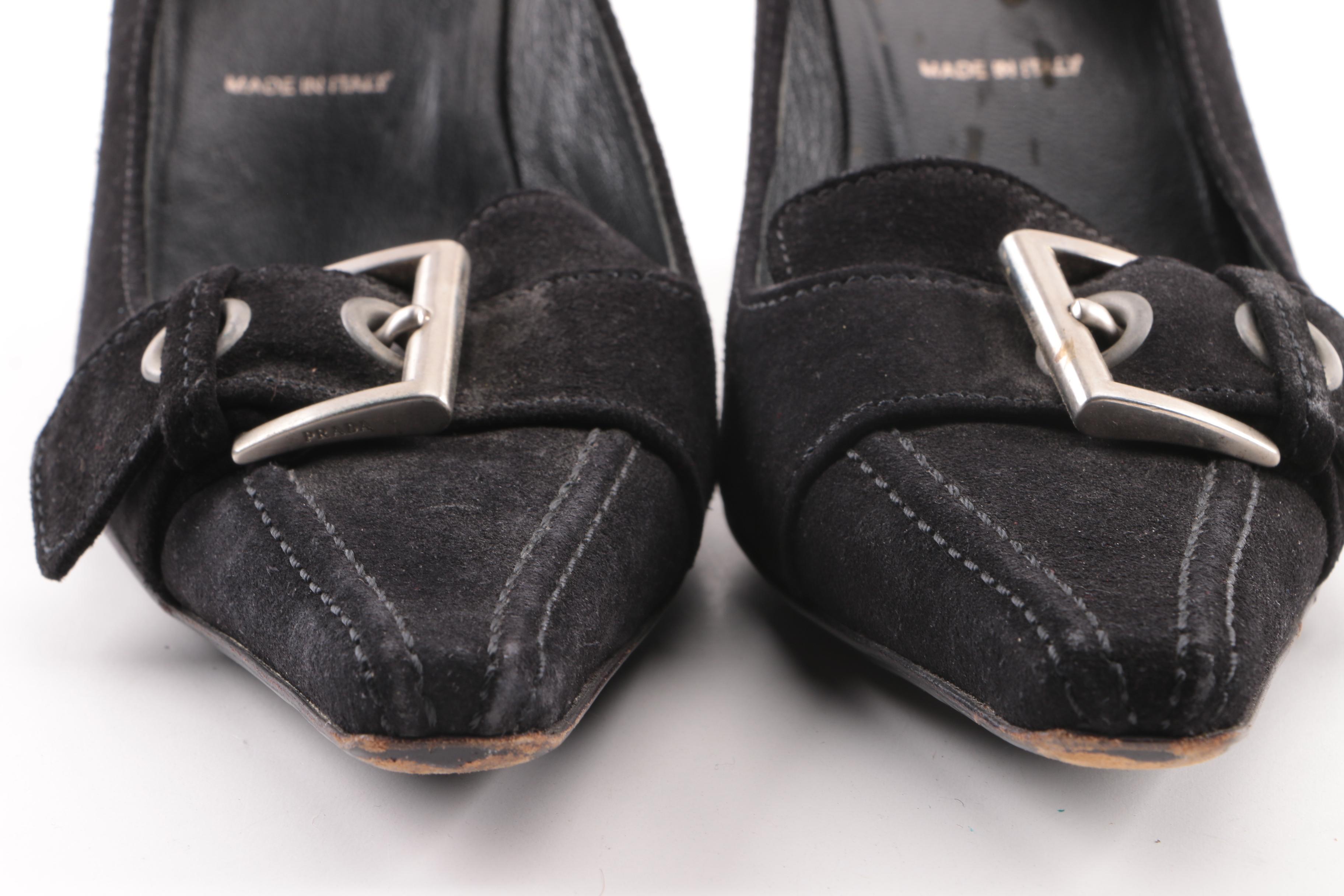 Prada and Dior Black High-Heeled Pumps