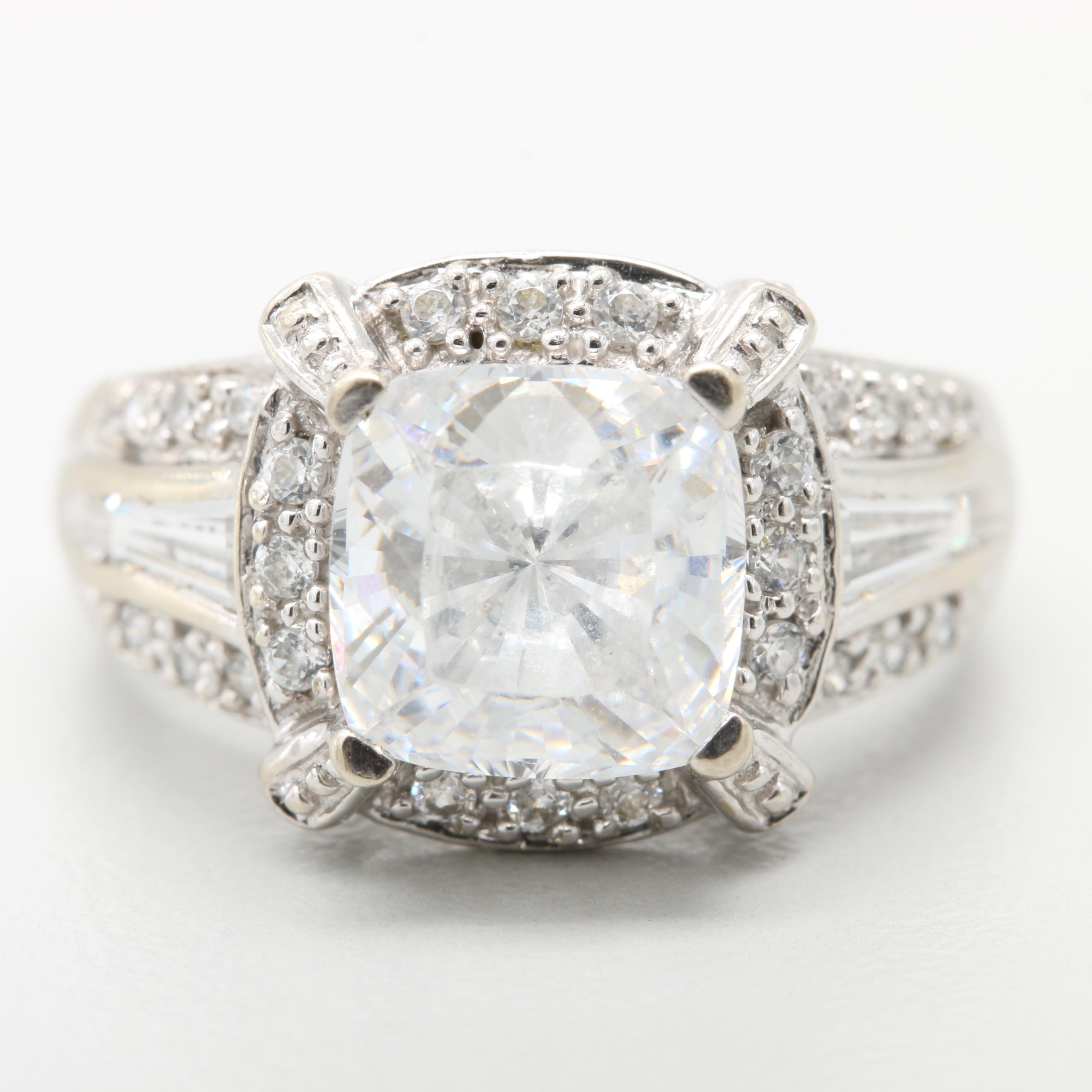 14K White Gold Cubic Zirconia Ring