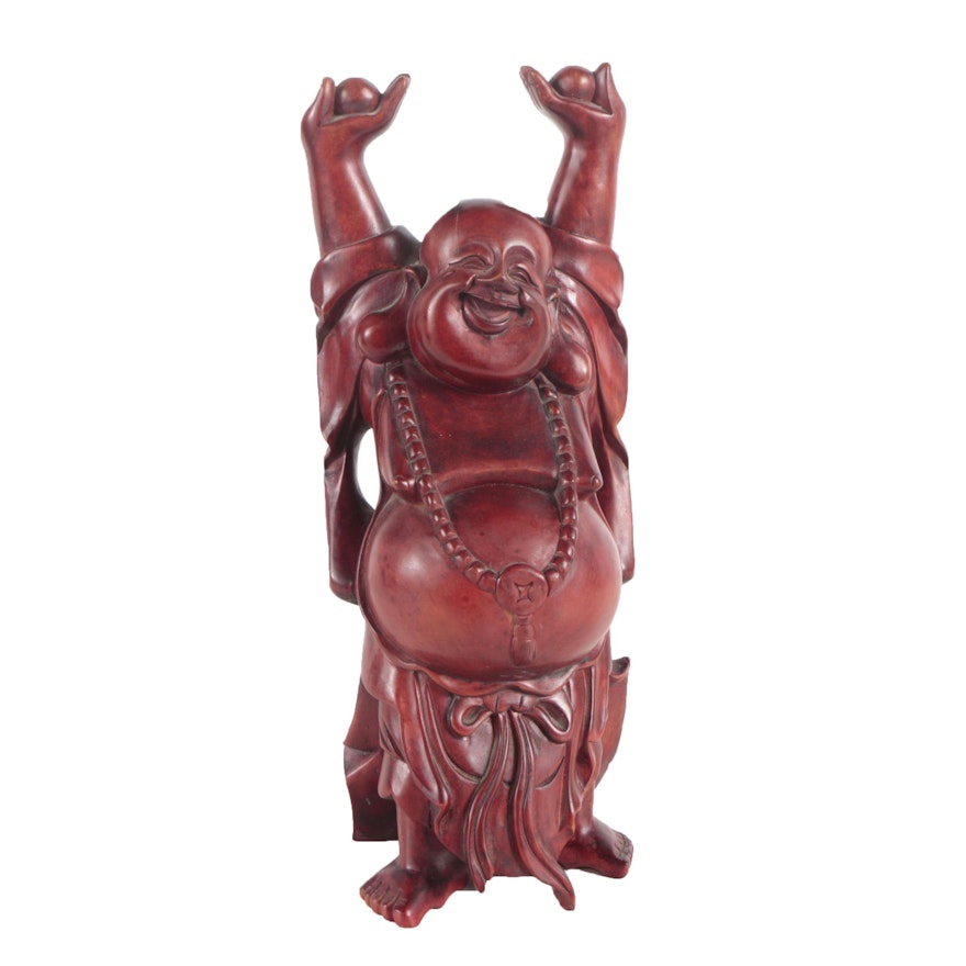 Chinese Budai Carved Wood Sculpture