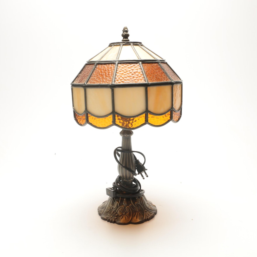 Metal Table Lamp with Glass Shade