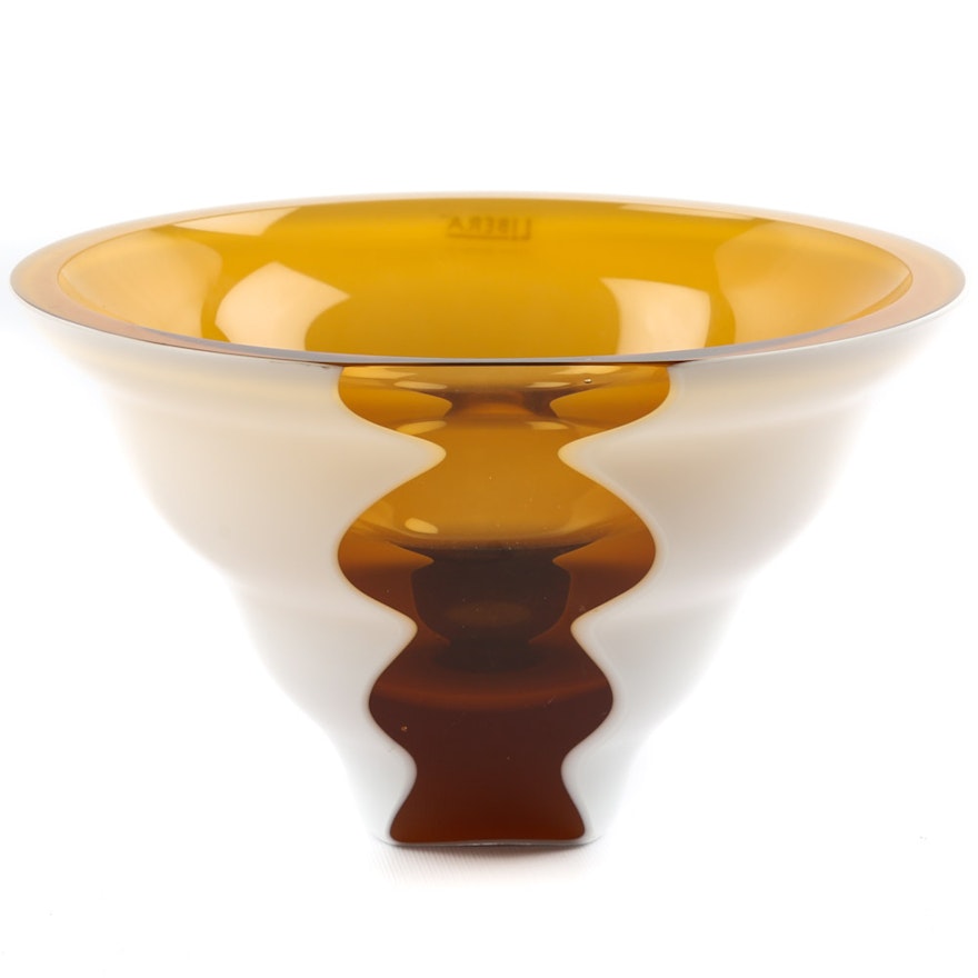 Libera Art Glass Modernist Centerpiece Bowl