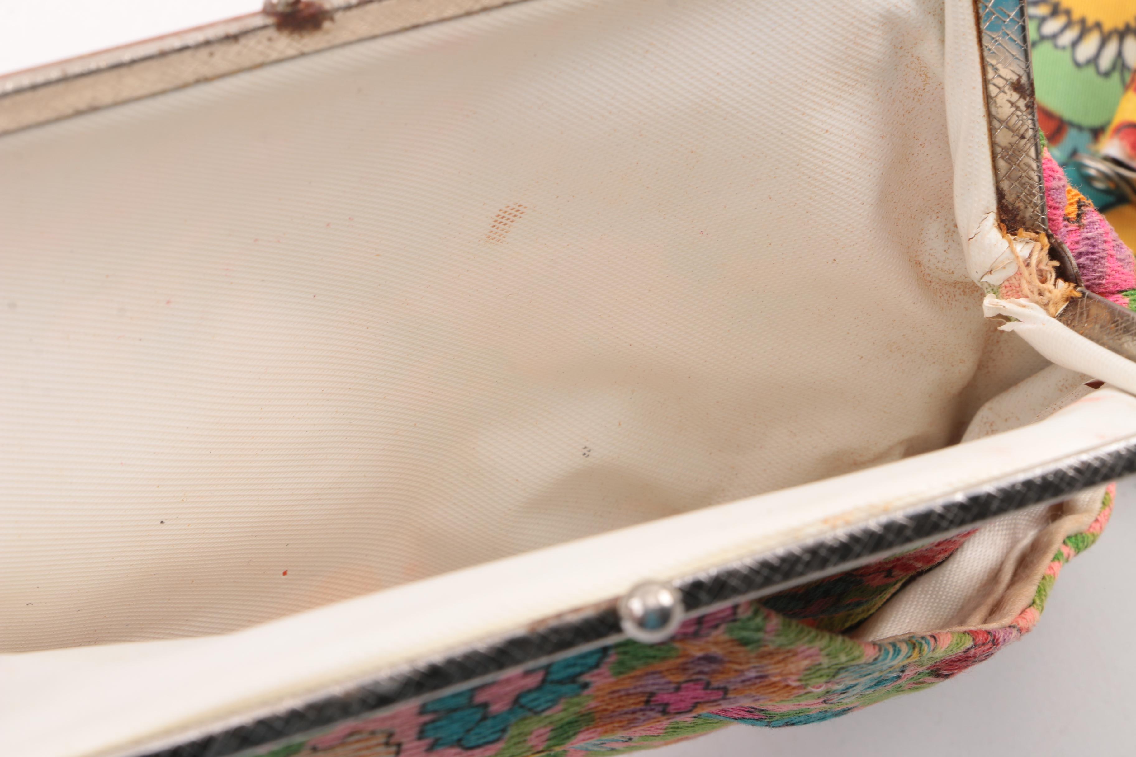 Circa 1970s Vintage Floral and Mod Print Coin Purses, Pouches and Scarves