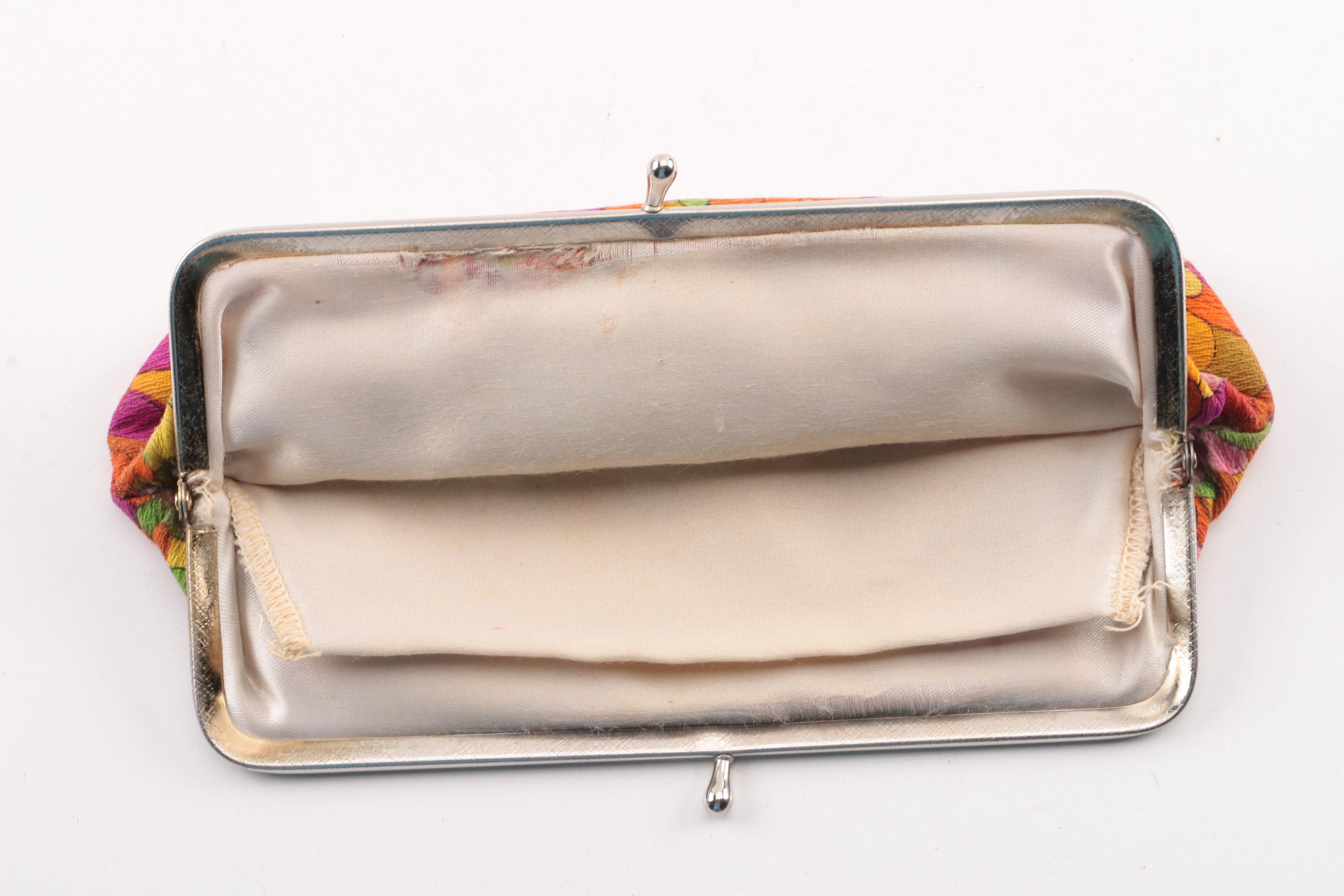 Circa 1970s Vintage Floral and Mod Print Coin Purses, Pouches and Scarves