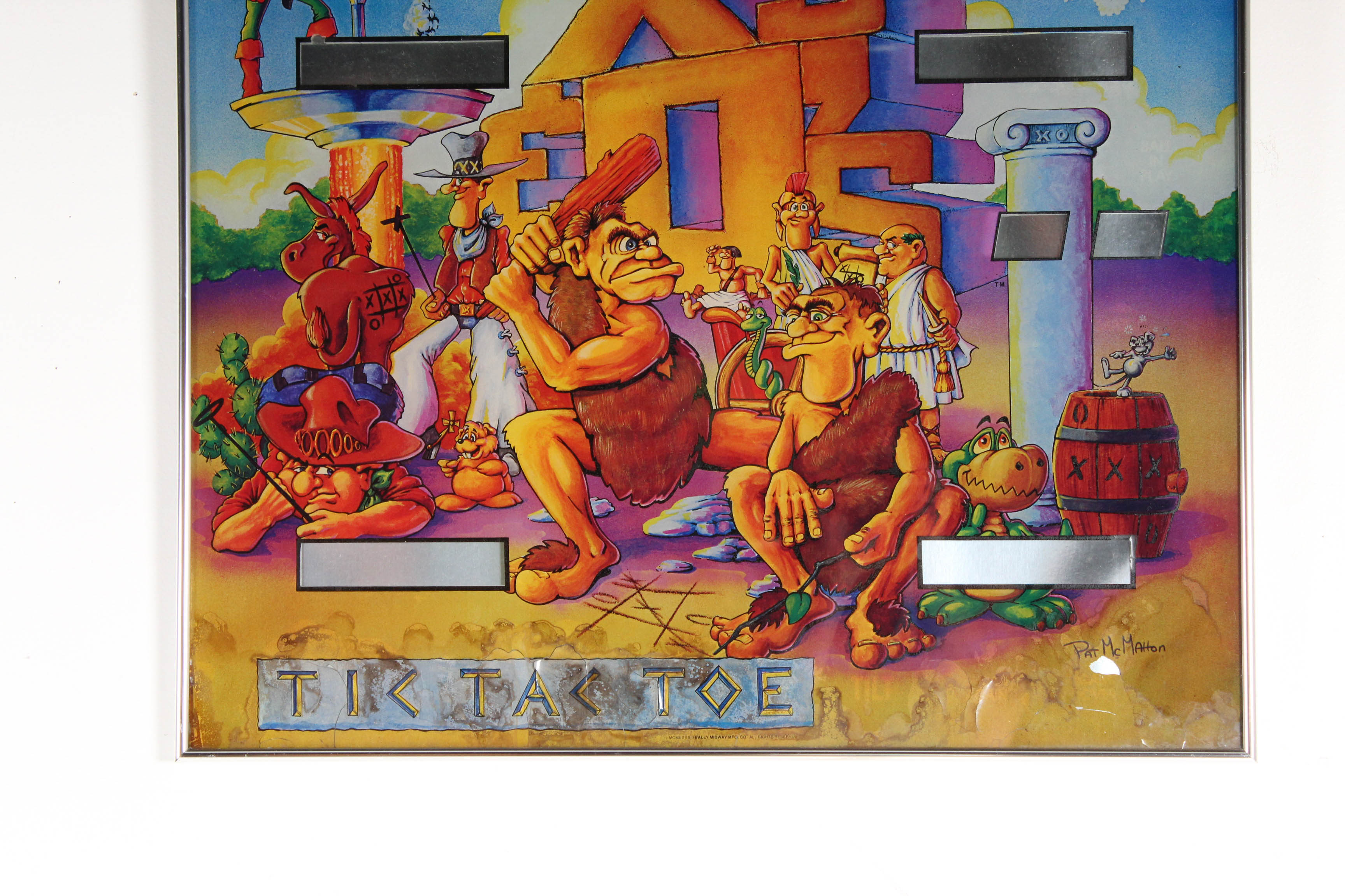 Vintage "X's & O's Tic Tac Toe" Pinball Machine Scoreboard Cover