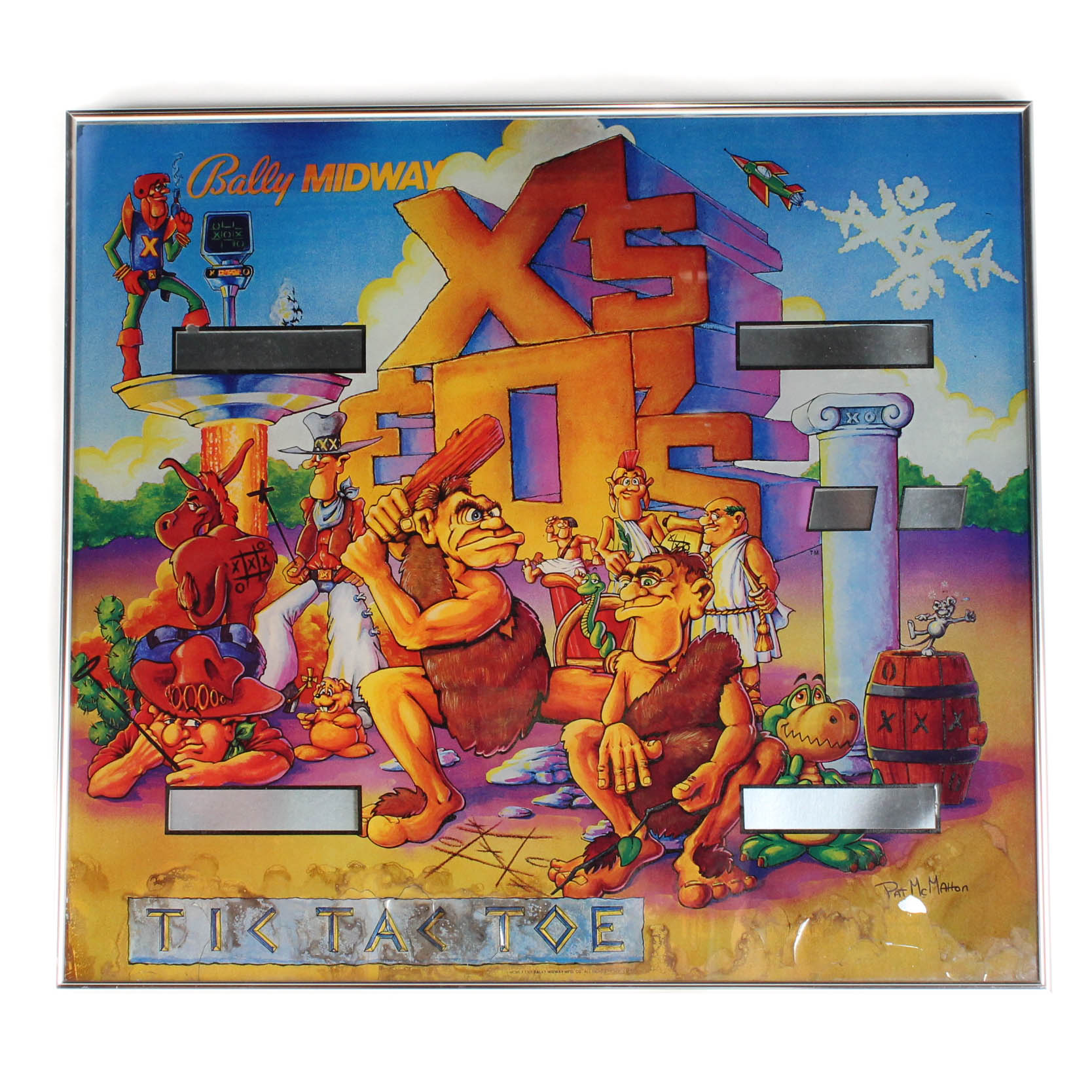 Vintage "X's & O's Tic Tac Toe" Pinball Machine Scoreboard Cover