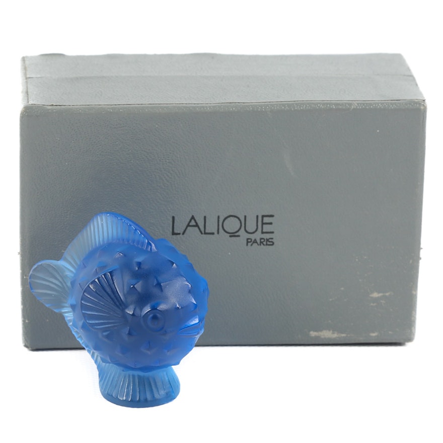 Lalique Crystal Blowfish Sculpture