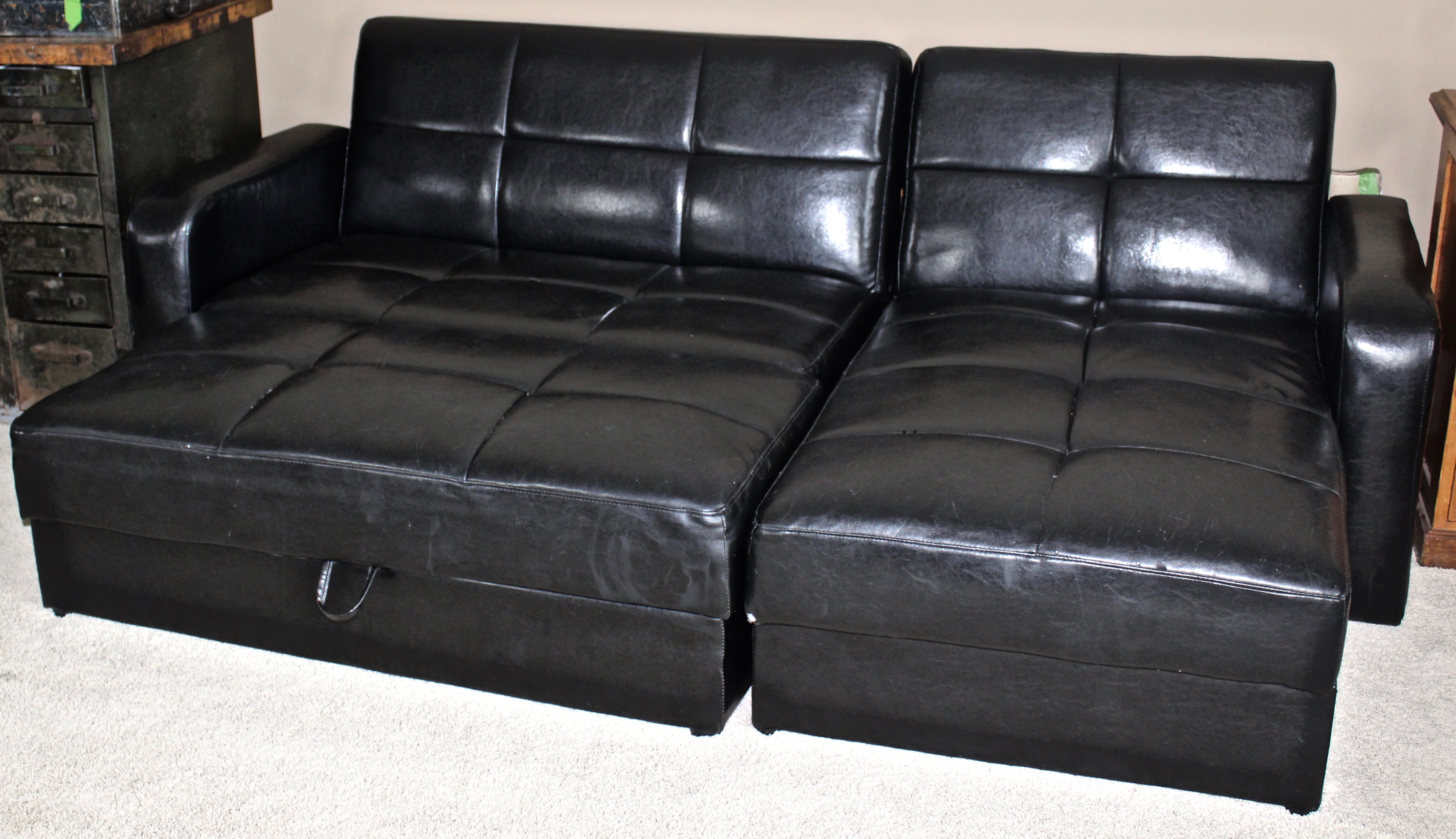 IKEA Storage Sectional Sofa in Black Vinyl