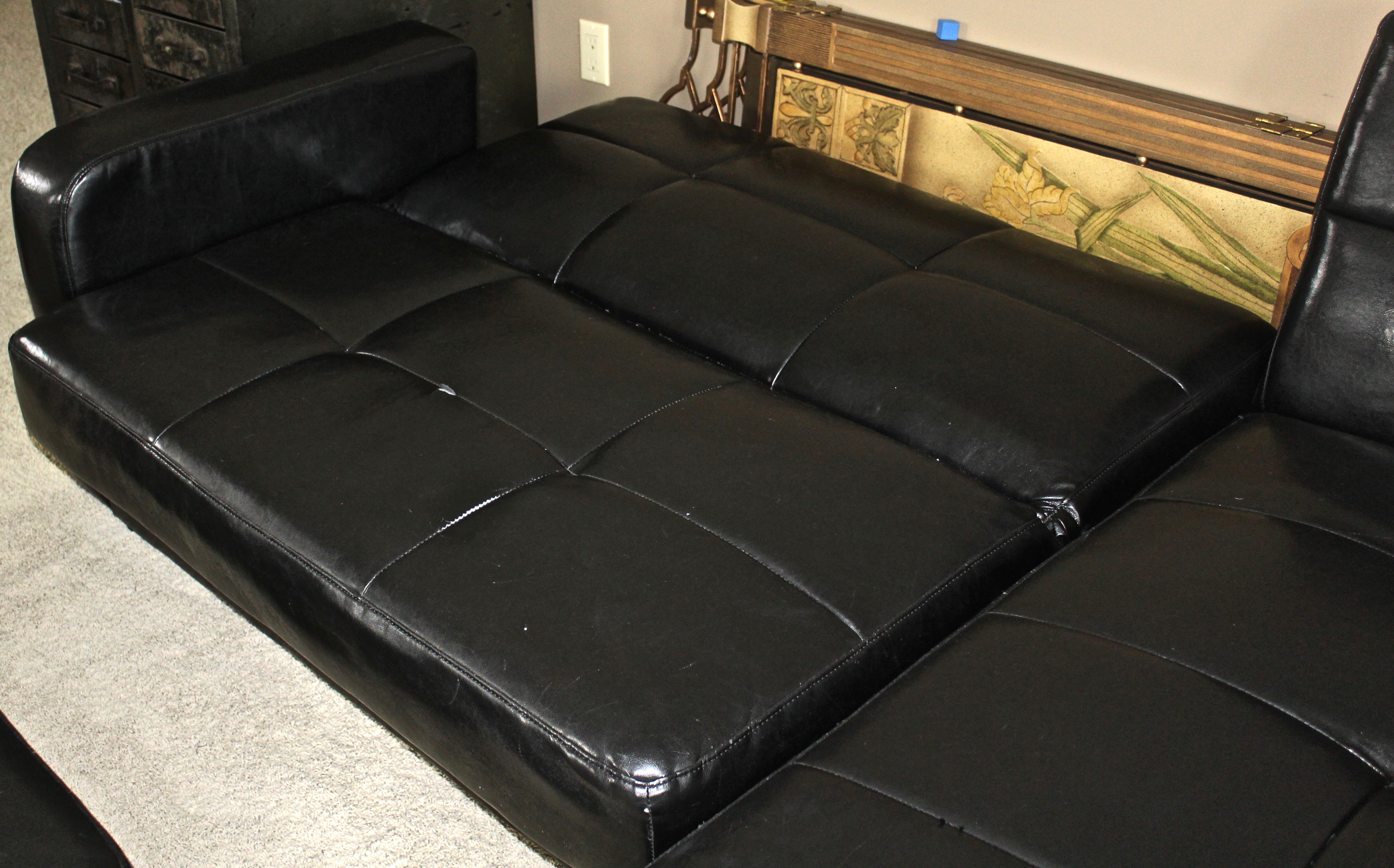 IKEA Storage Sectional Sofa in Black Vinyl
