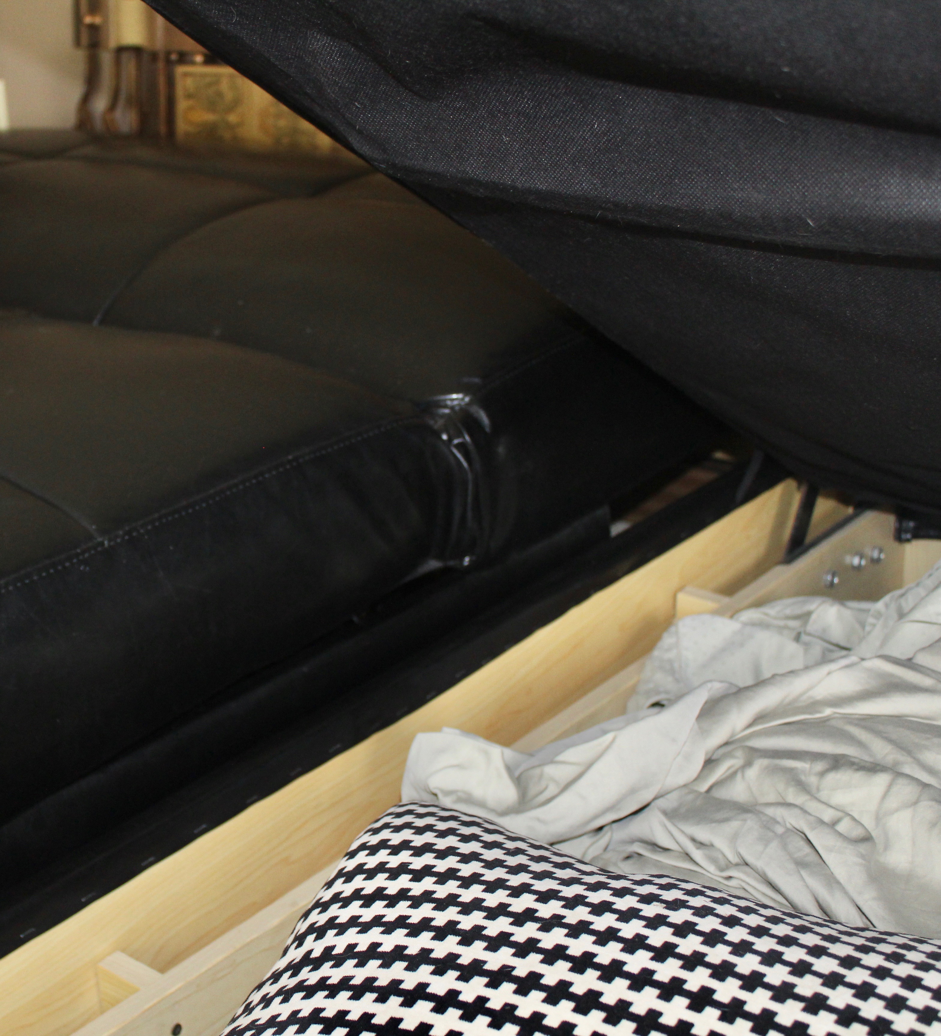 IKEA Storage Sectional Sofa in Black Vinyl