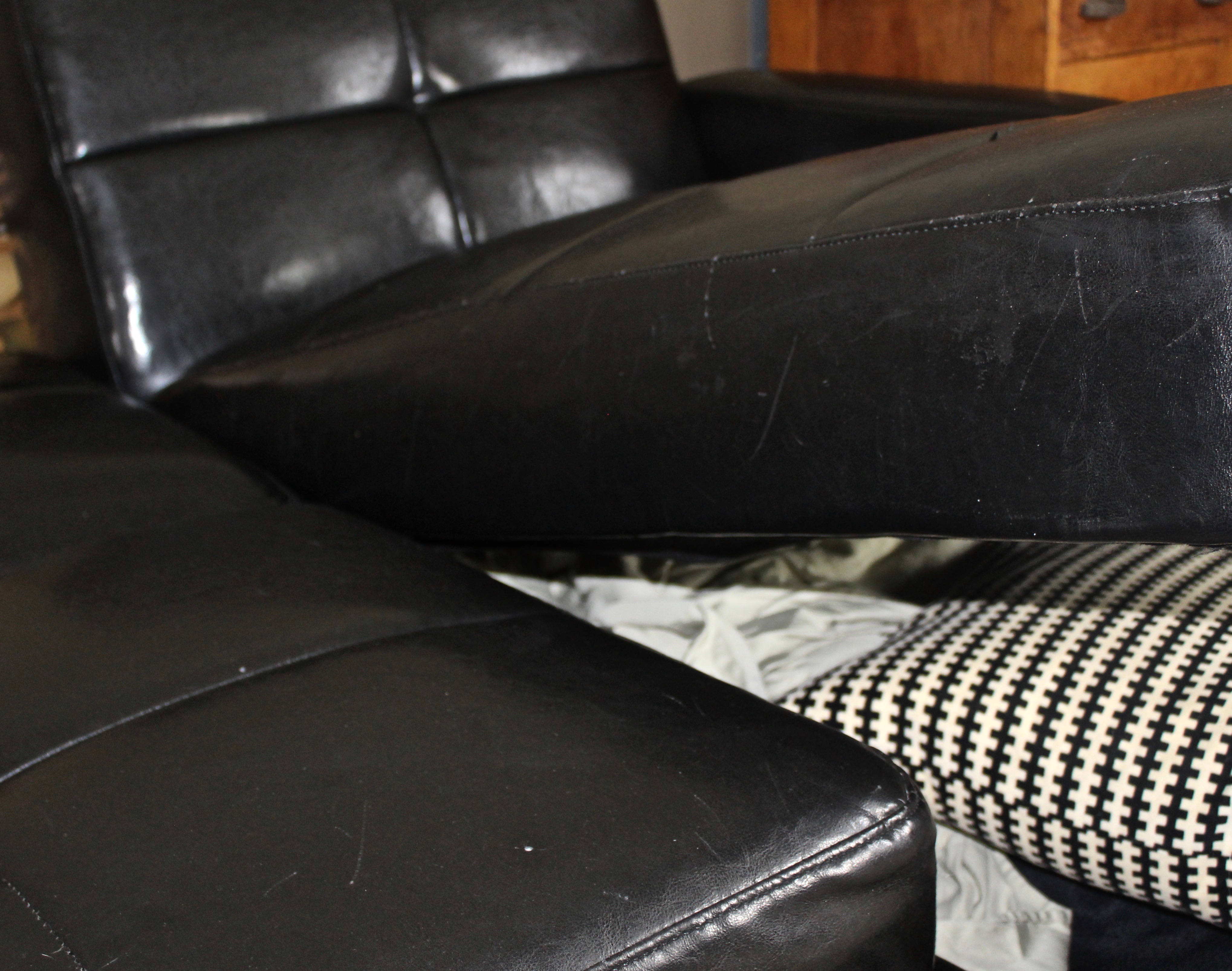 IKEA Storage Sectional Sofa in Black Vinyl