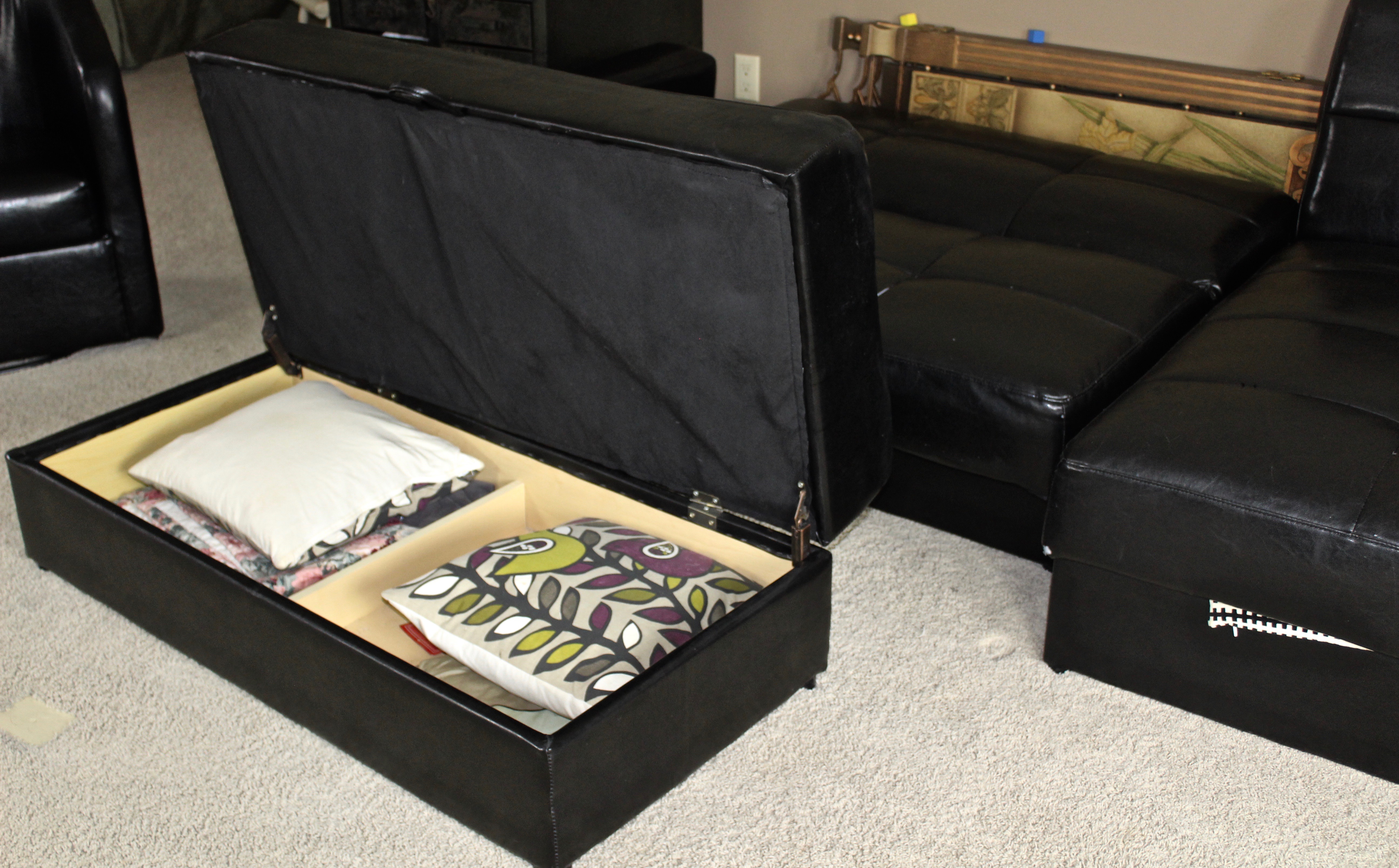 IKEA Storage Sectional Sofa in Black Vinyl