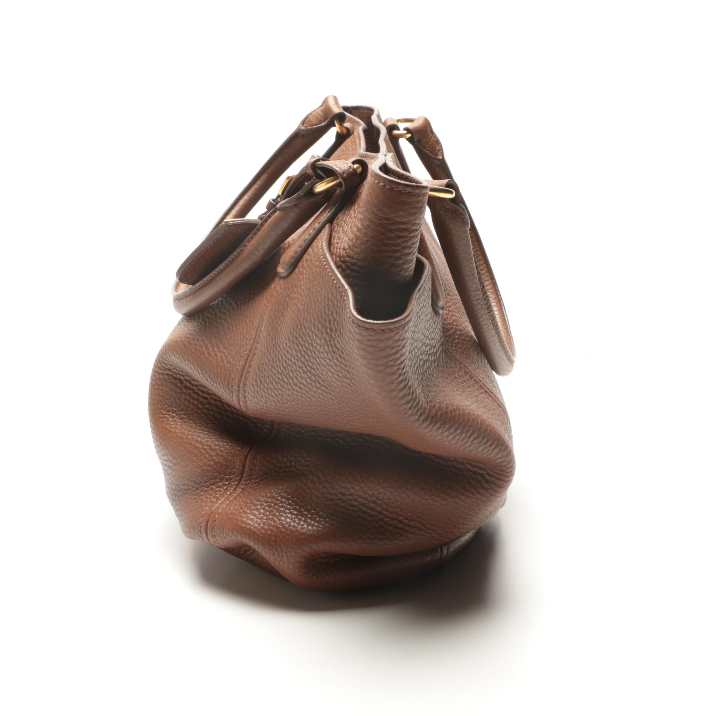 Prada Brown Pebbled Leather Satchel