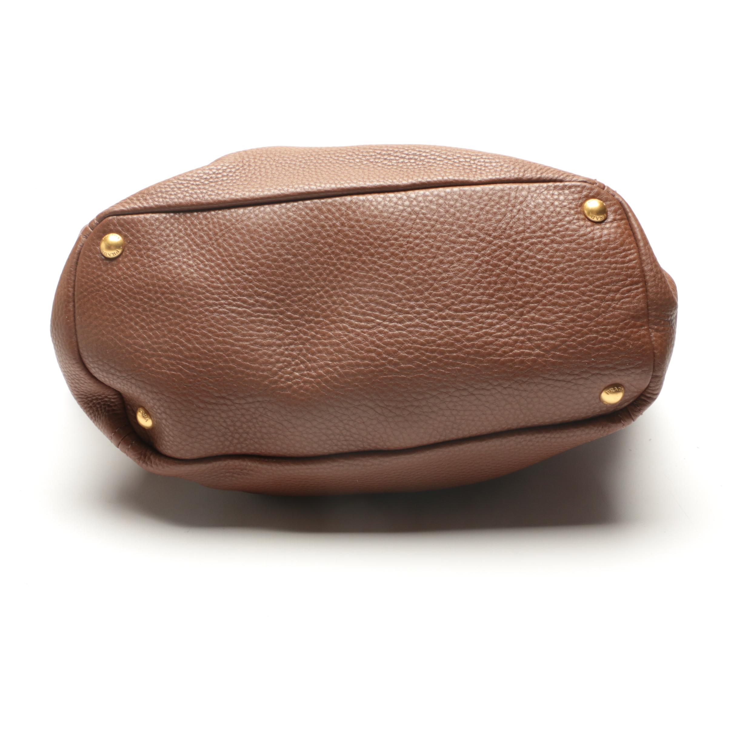 Prada Brown Pebbled Leather Satchel