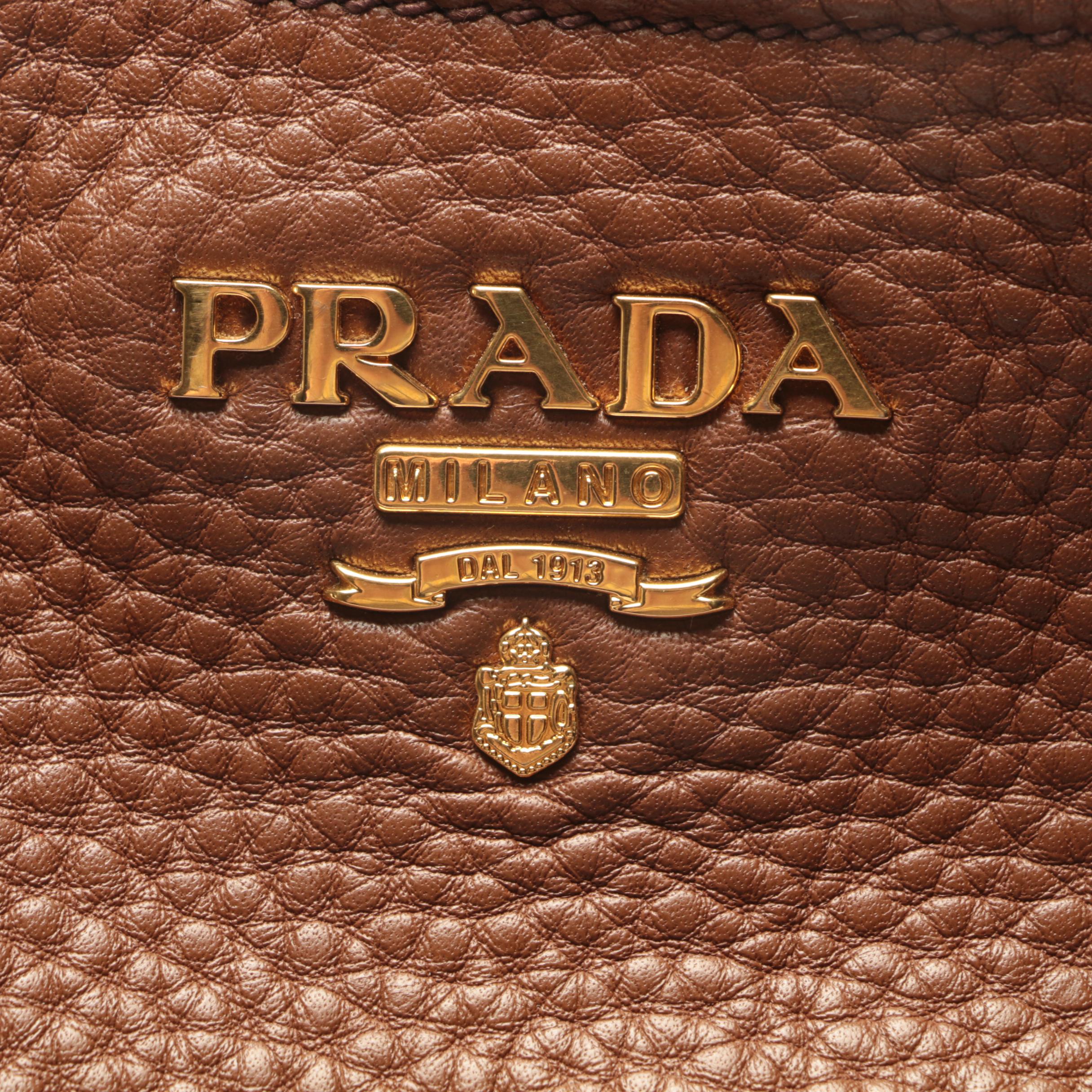 Prada Brown Pebbled Leather Satchel