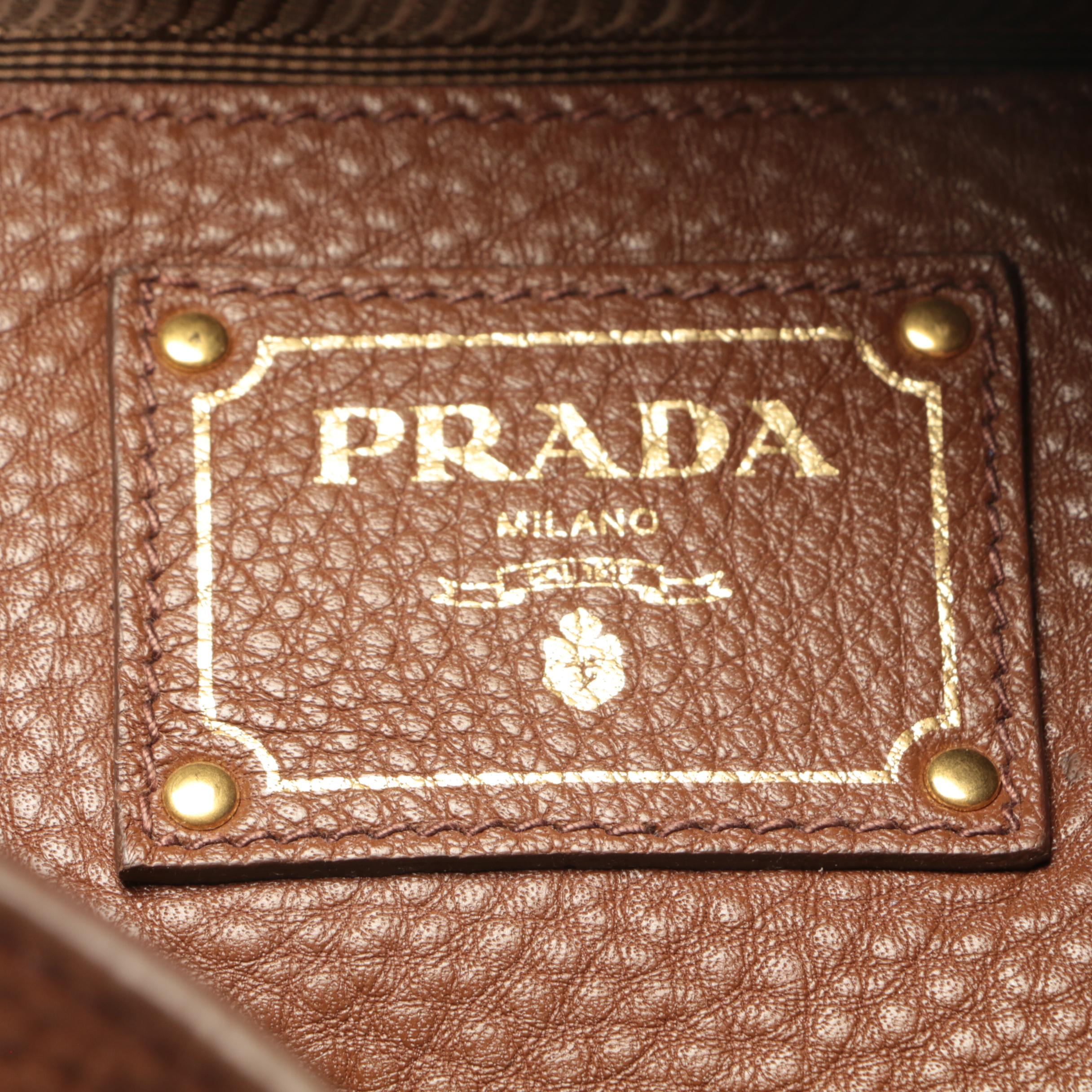 Prada Brown Pebbled Leather Satchel