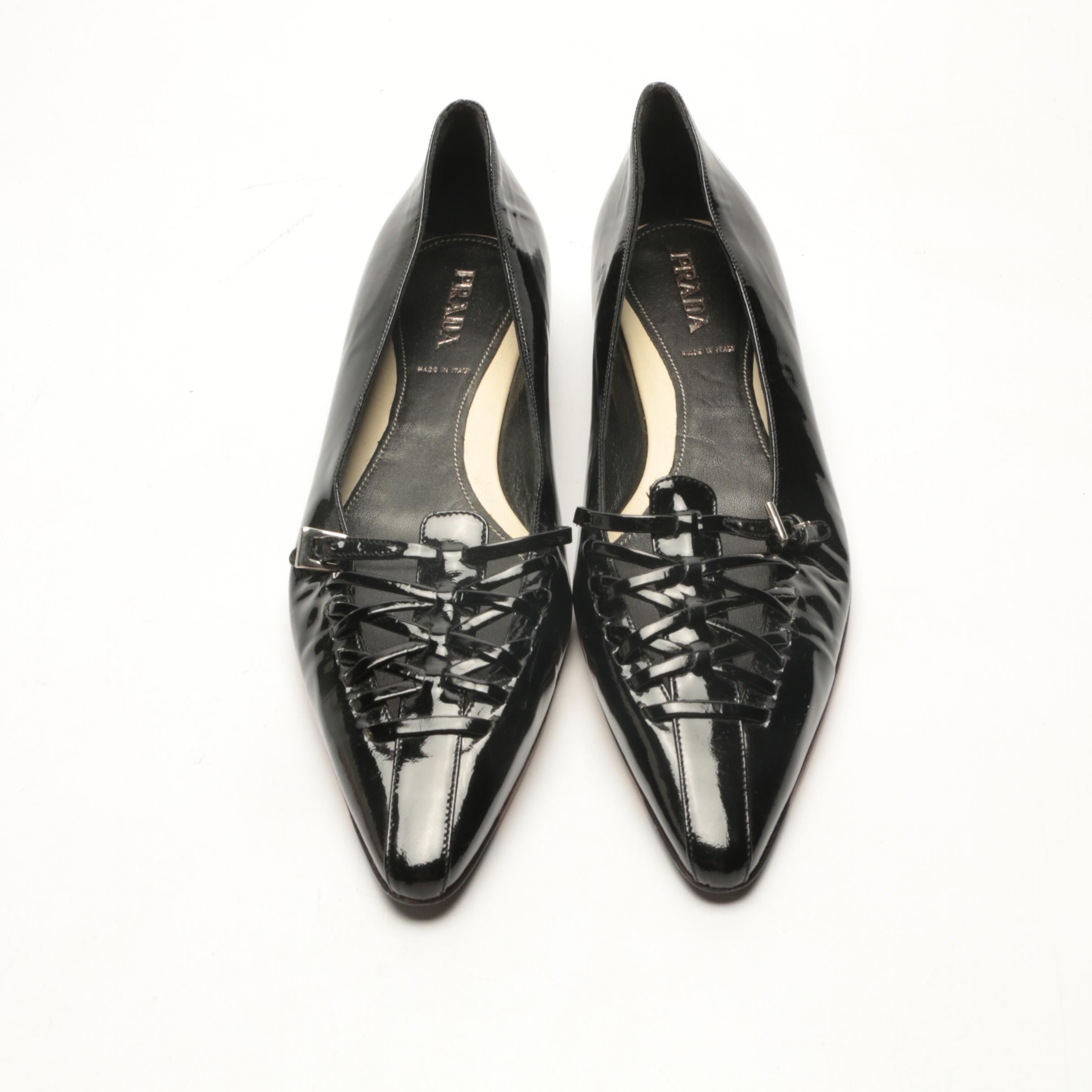 Prada Black Patent Leather Flats
