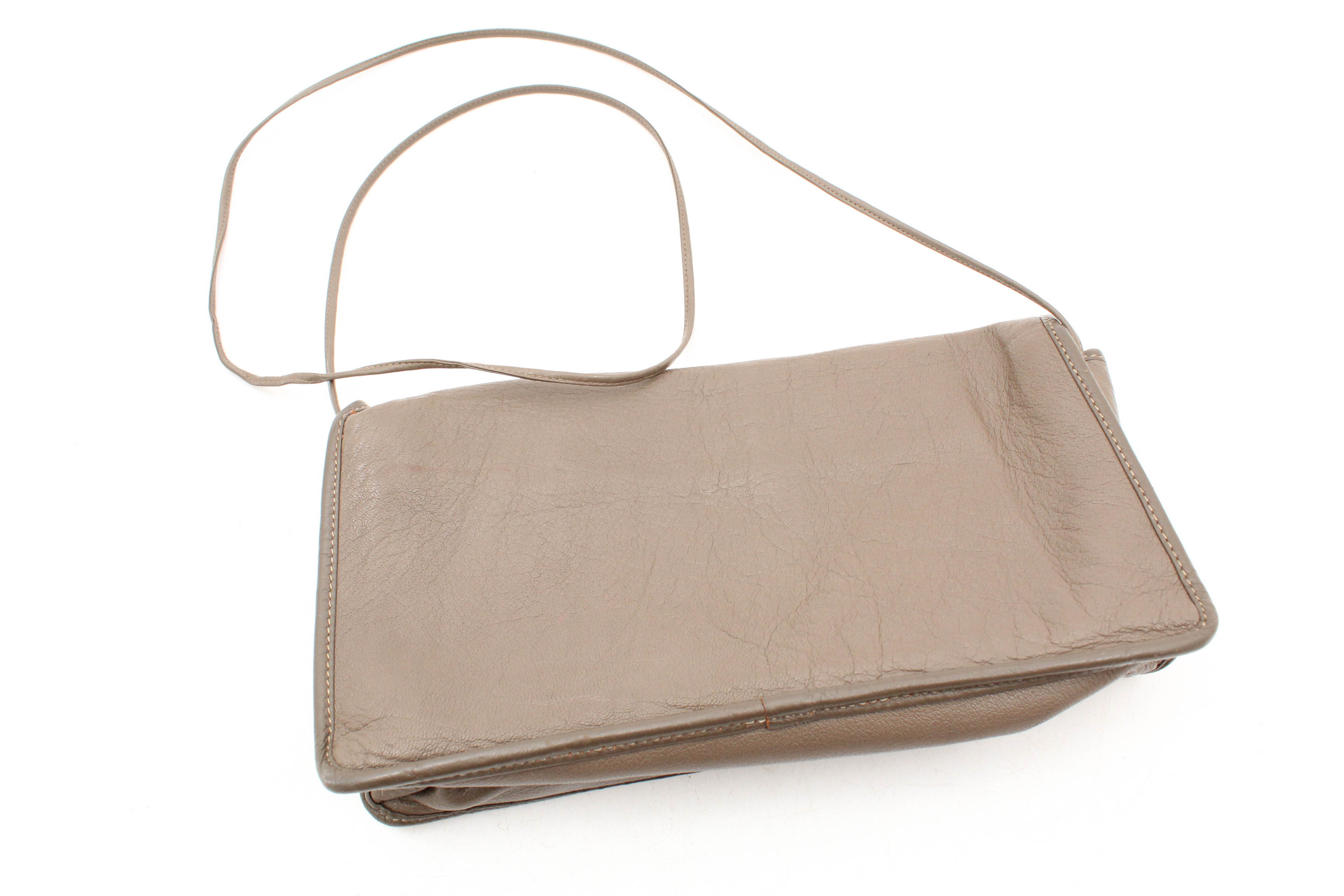 Carlos Falchi Embossed Buffalo Skin Leather Shoulder Bag