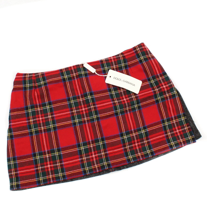 Dolce & Gabbana Red Tartan Plaid Skirt