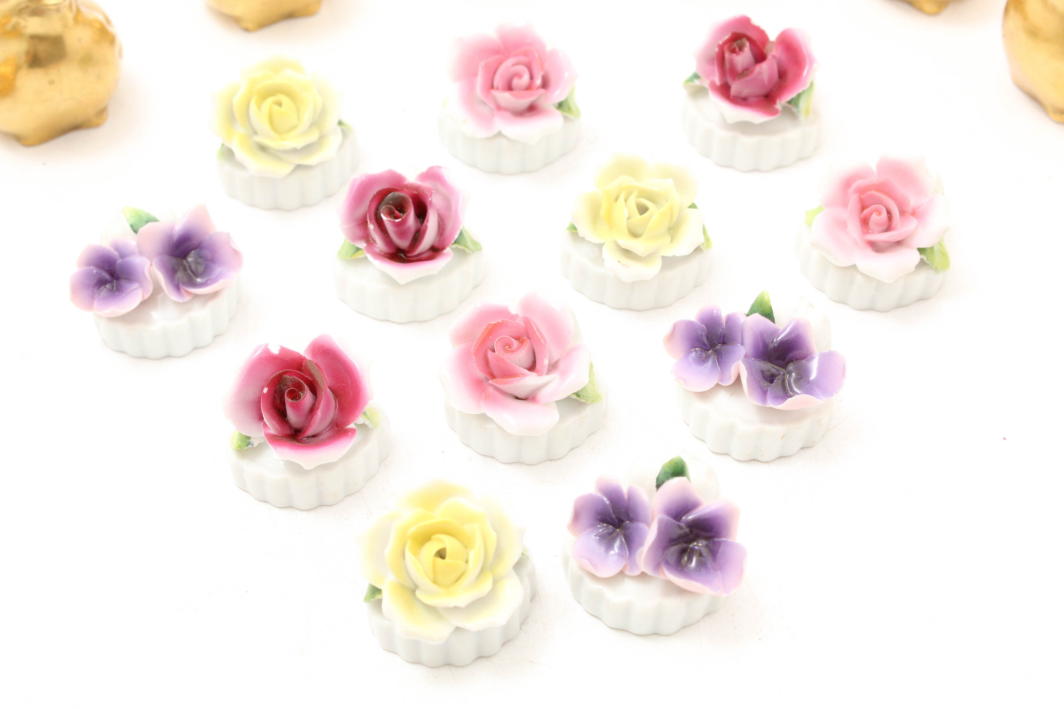 Hammersley Bird Salt and Pepper and Flower Place Card Holders