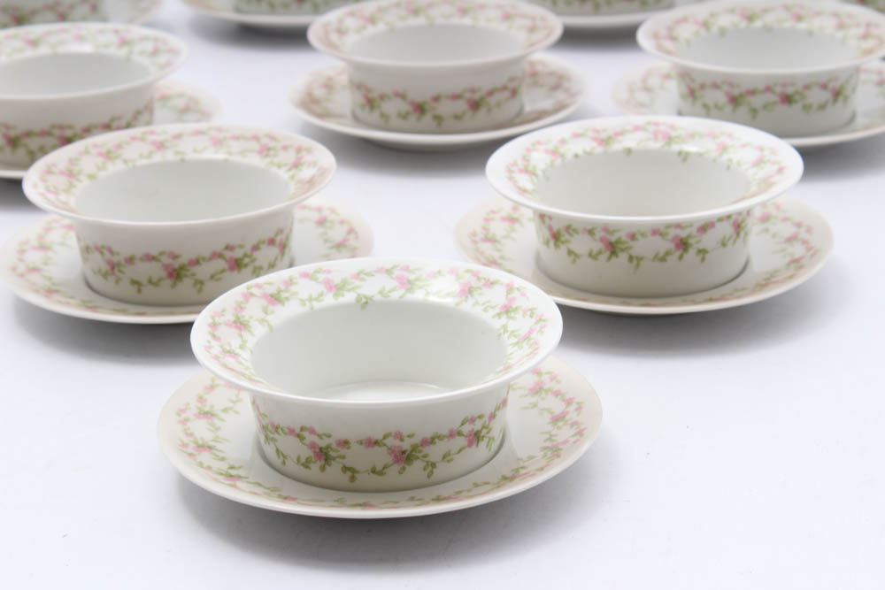 Gerard, Dufraisseix & Abbot Limoges Porcelain Ramekins and Underplates