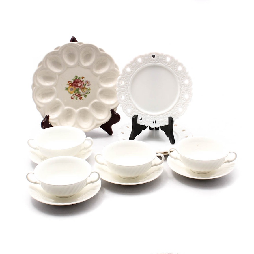 Royal Doulton "Cascade" Bone China Cream Soup Bowls With Assorted Tableware