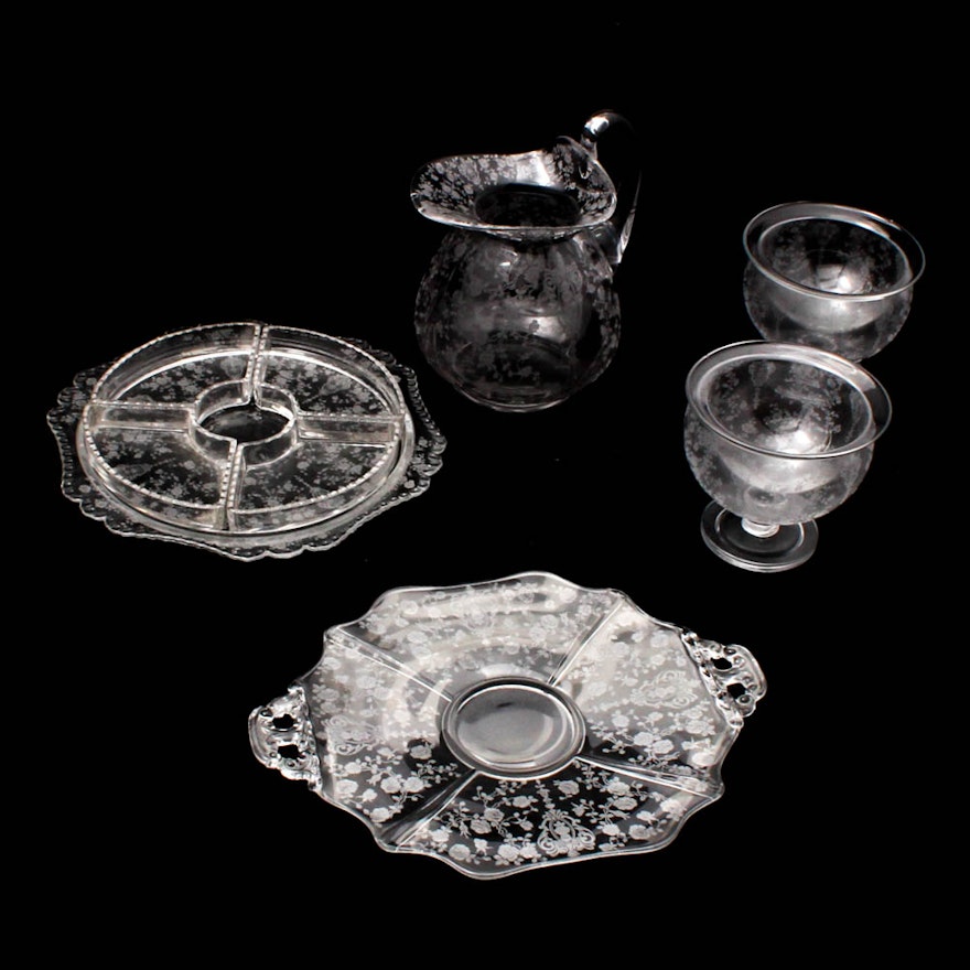 Cambridge Glass "Rose Point" Clear Tableware