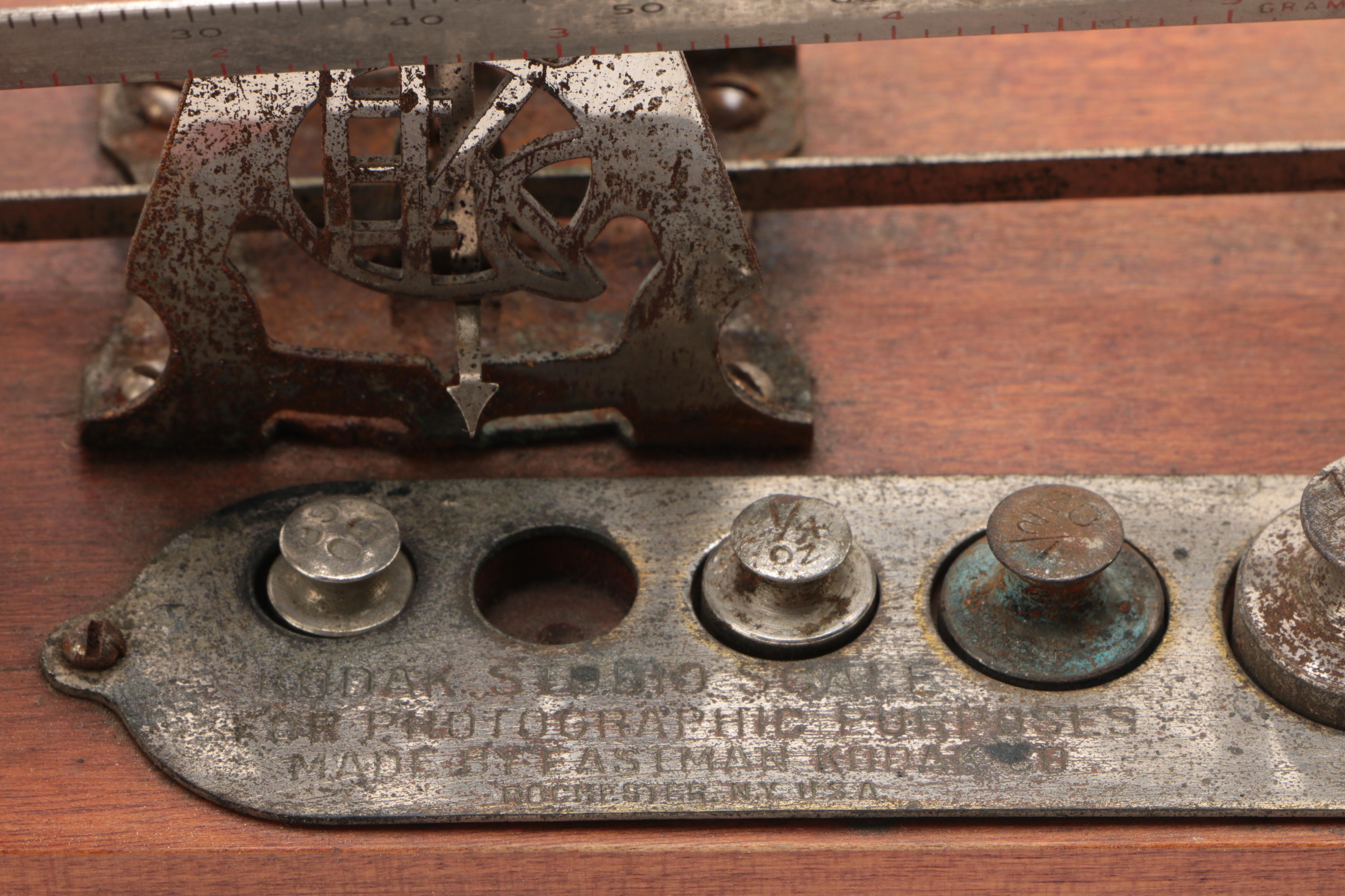 C. 1930s Kodak 16mm Enlarger Film Camera, Kodak Studio Scale and Diana-F Camera