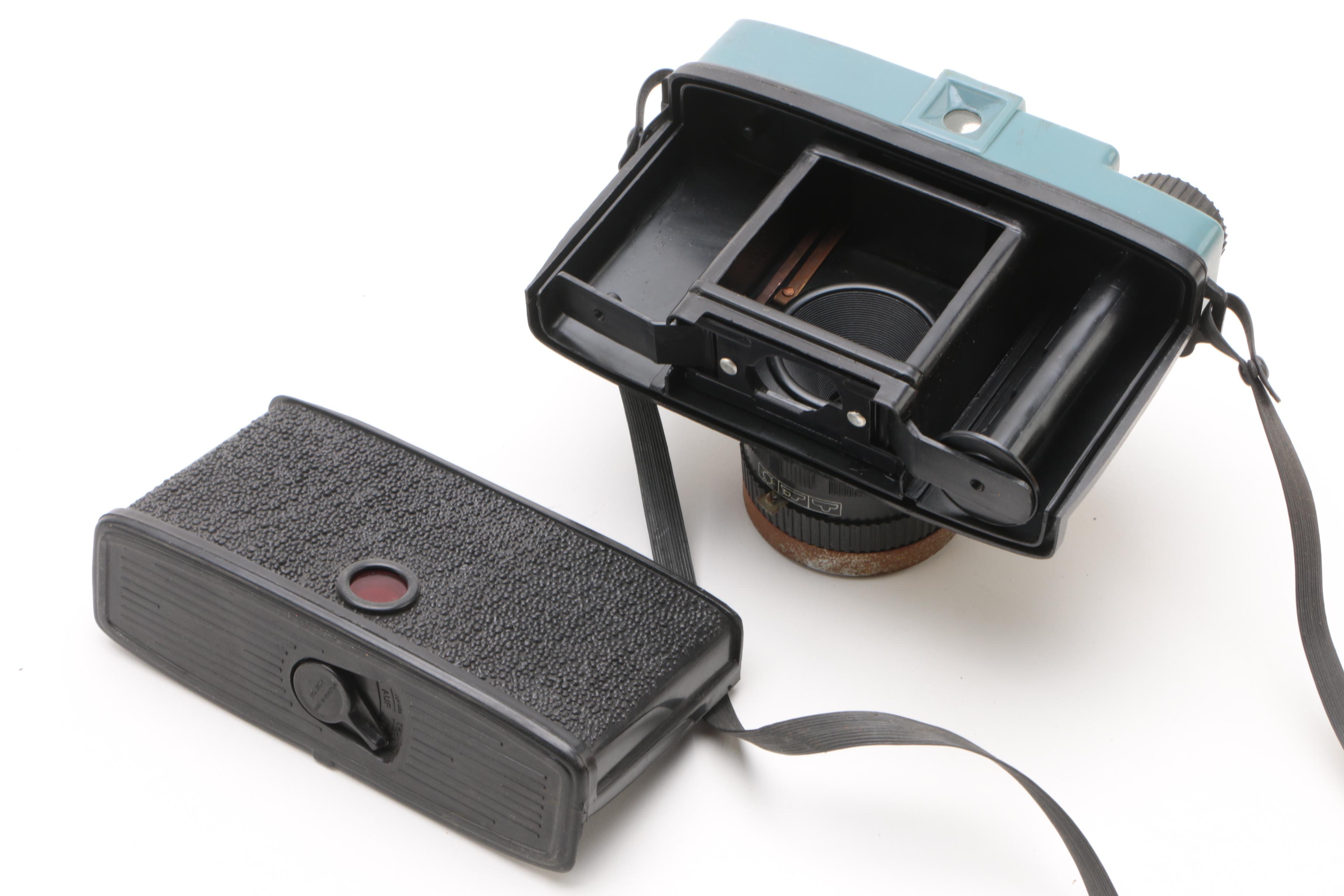 C. 1930s Kodak 16mm Enlarger Film Camera, Kodak Studio Scale and Diana-F Camera