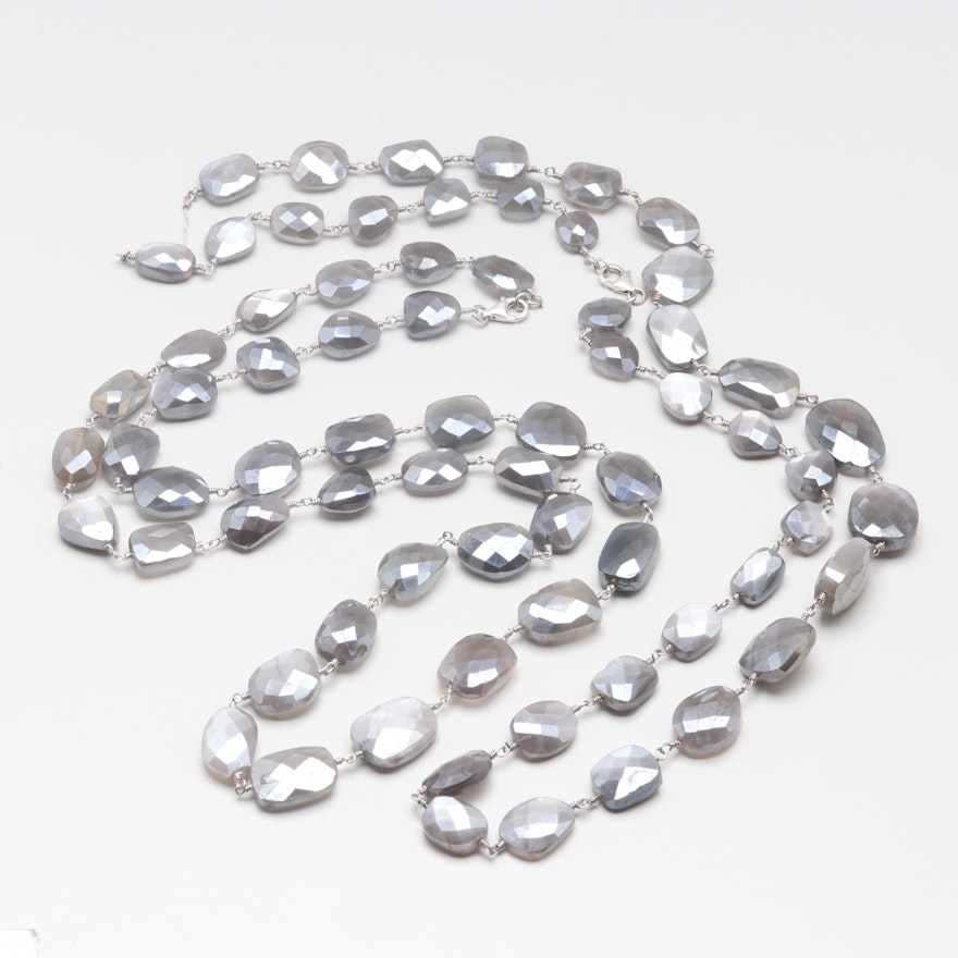 Sterling Silver Moonstone Bead Necklace Selection