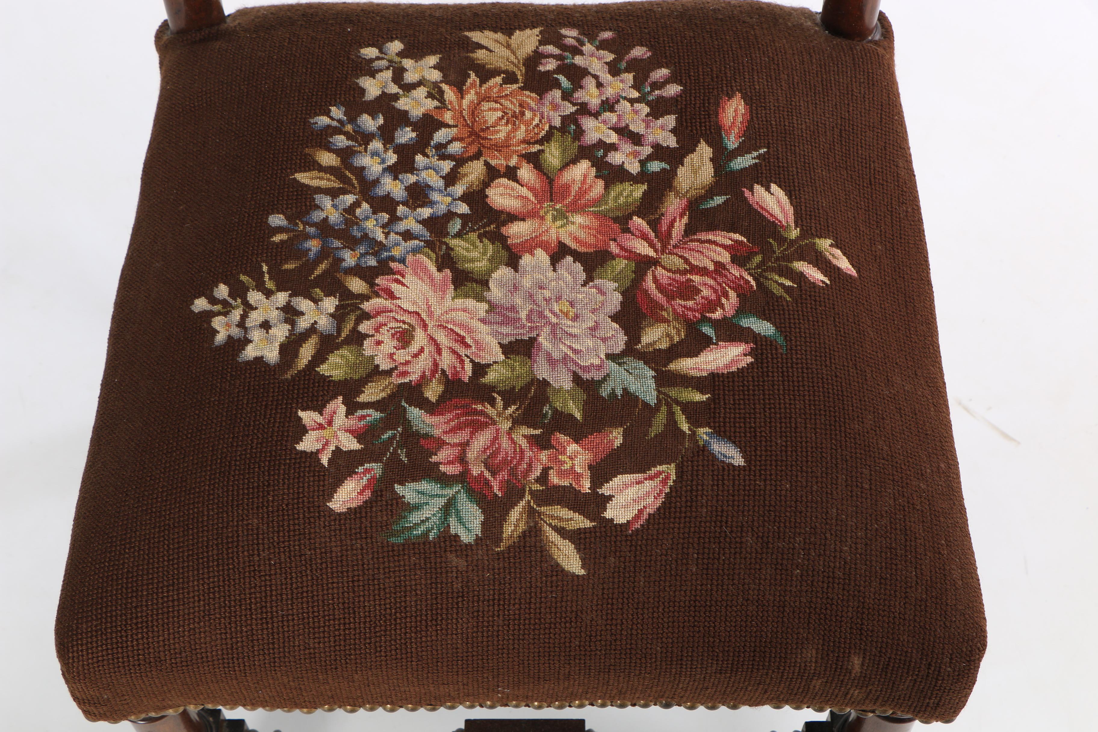 Vintage Jacobean Style Side Chair with Needlepoint Upholstery