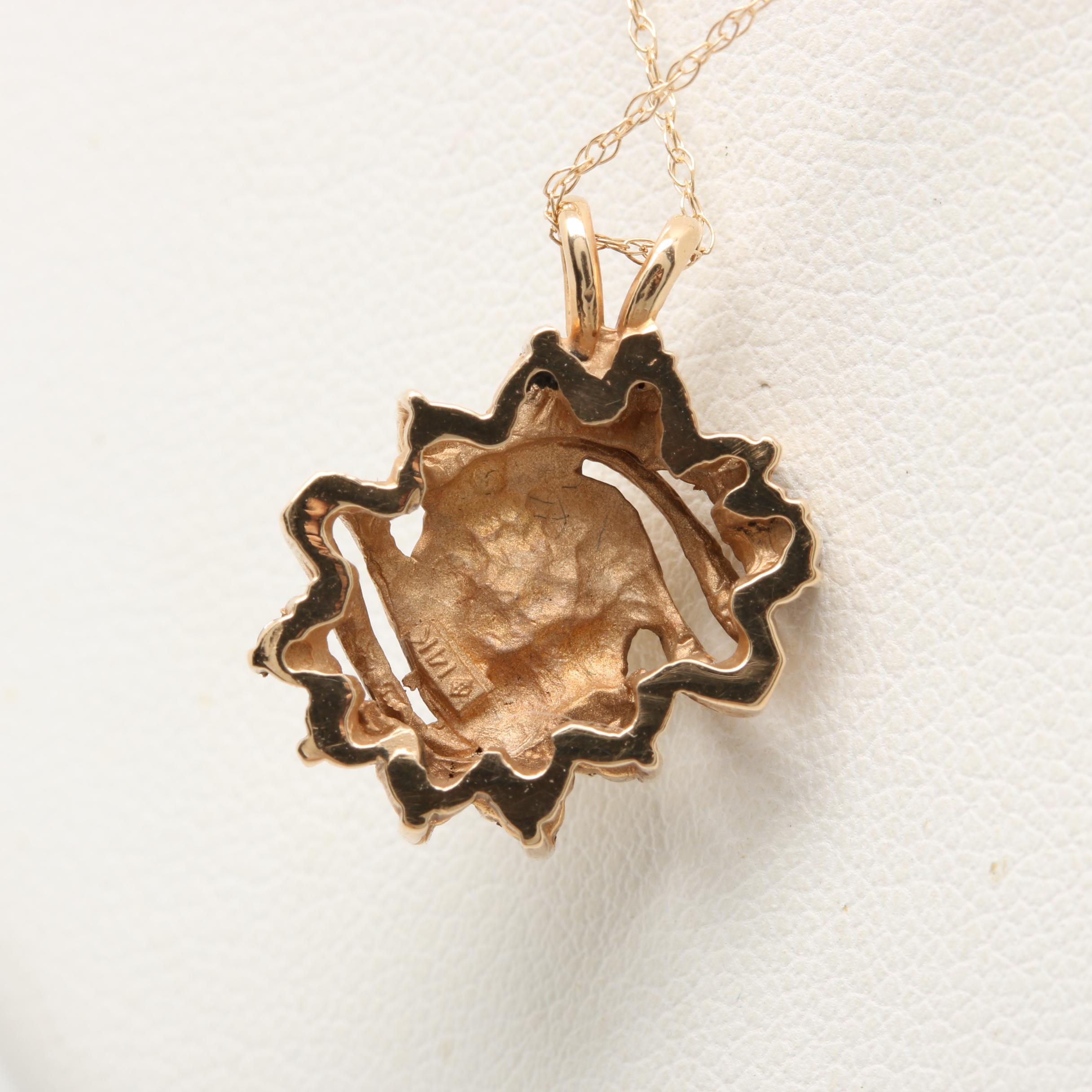 14K Yellow Gold Cultured Pearl and Diamond Necklace