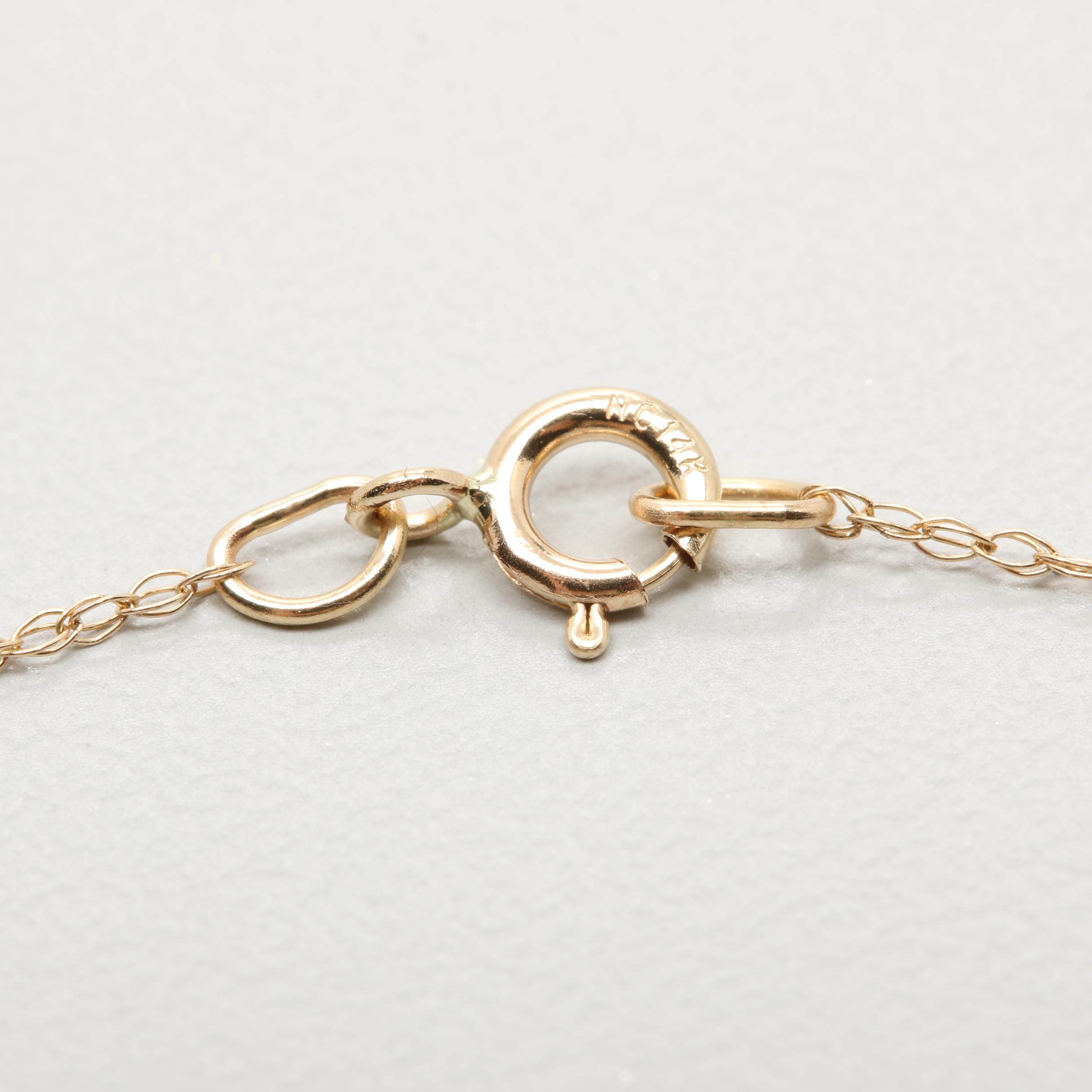 14K Yellow Gold Cultured Pearl and Diamond Necklace