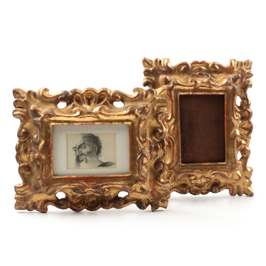 19th-Century Continental Gilt and Gesso Carved Wood Picture Frames