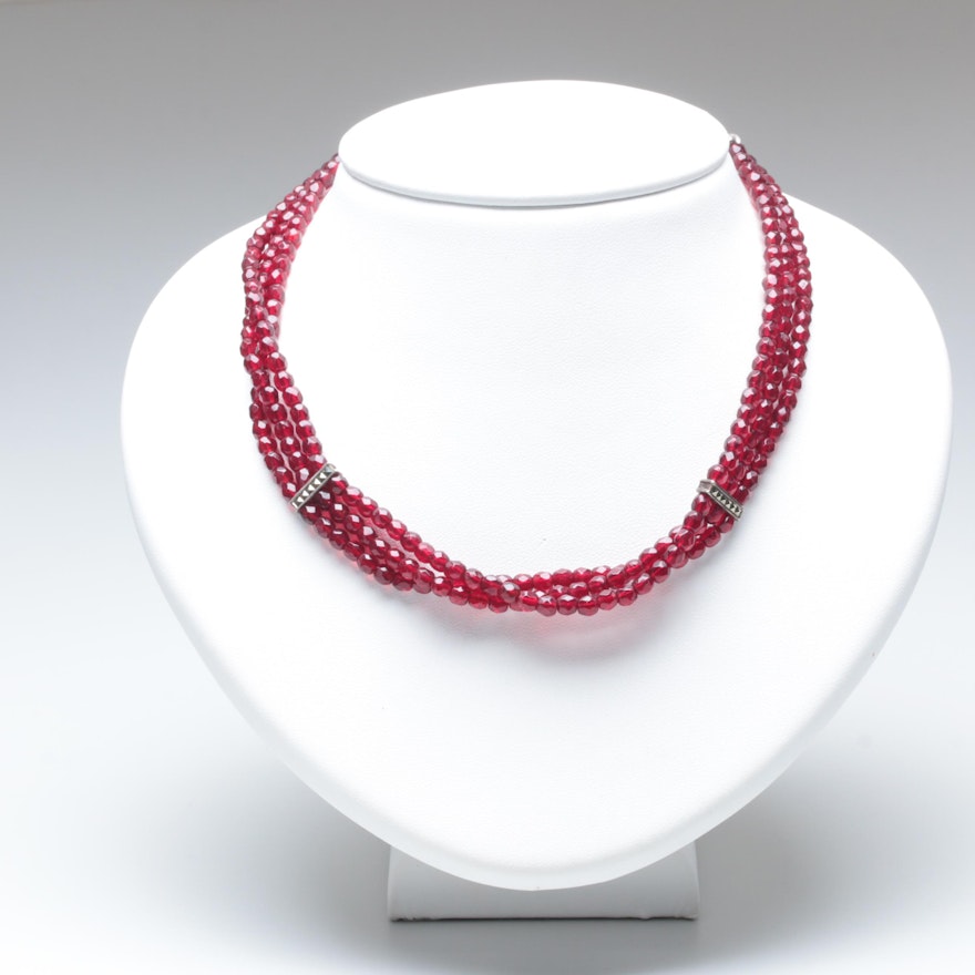 Sterling Silver Glass Collar Necklace
