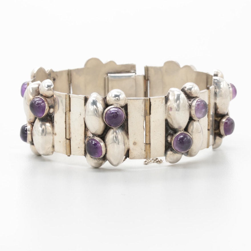 Mexican Sterling Silver Amethyst Bracelet