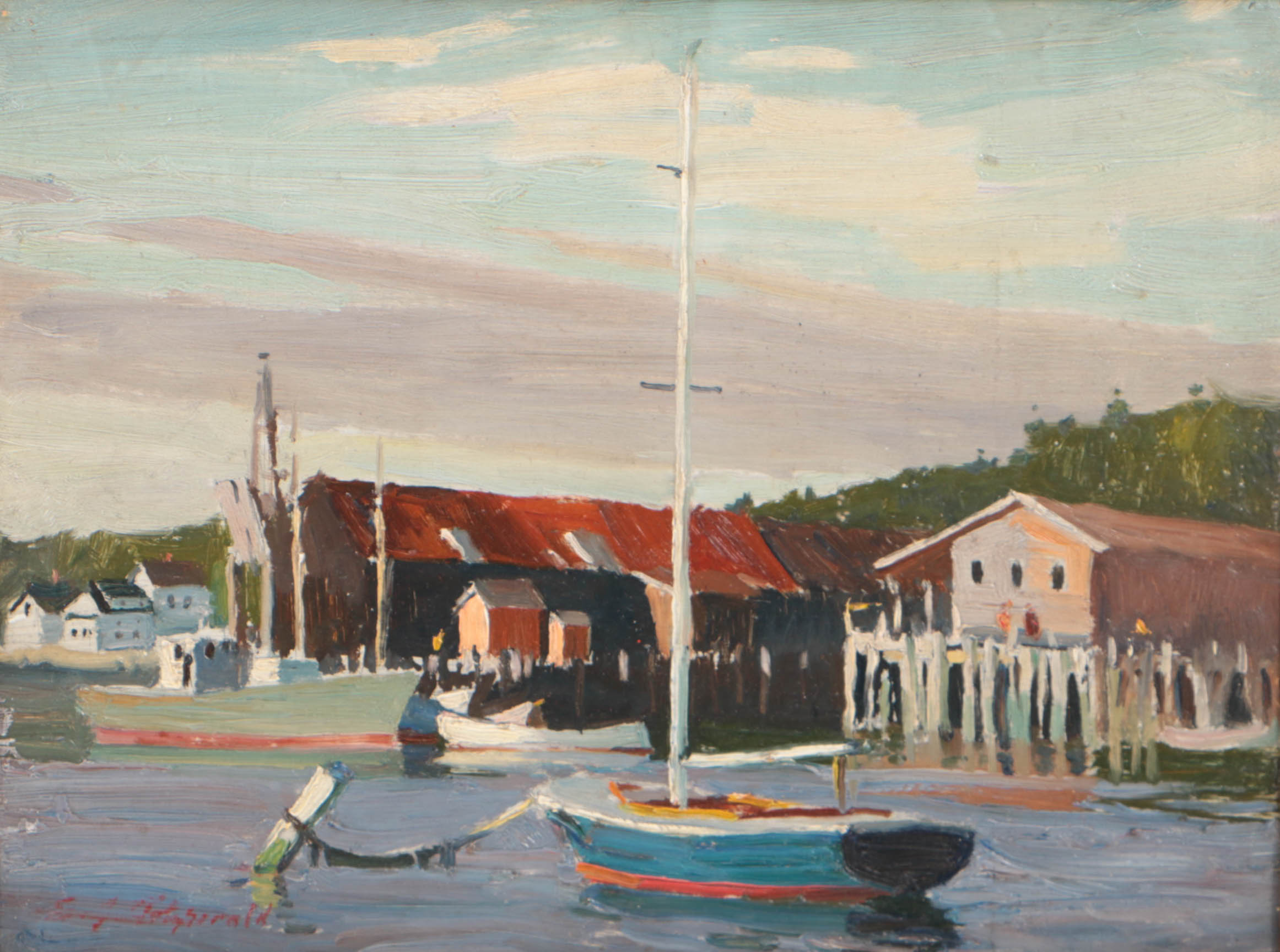 Edmond J. Fitzgerald Oil Painting "The Sailboat"