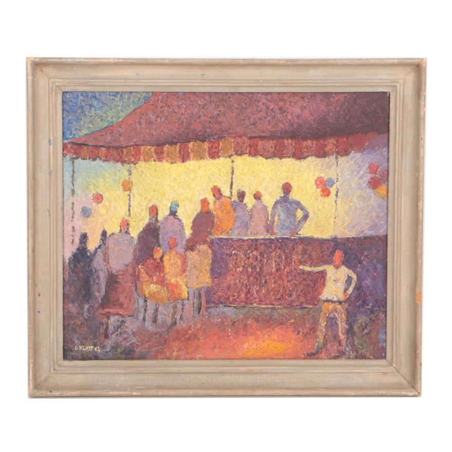 Clarence Klatt 1962 Oil Painting "At the Fair"