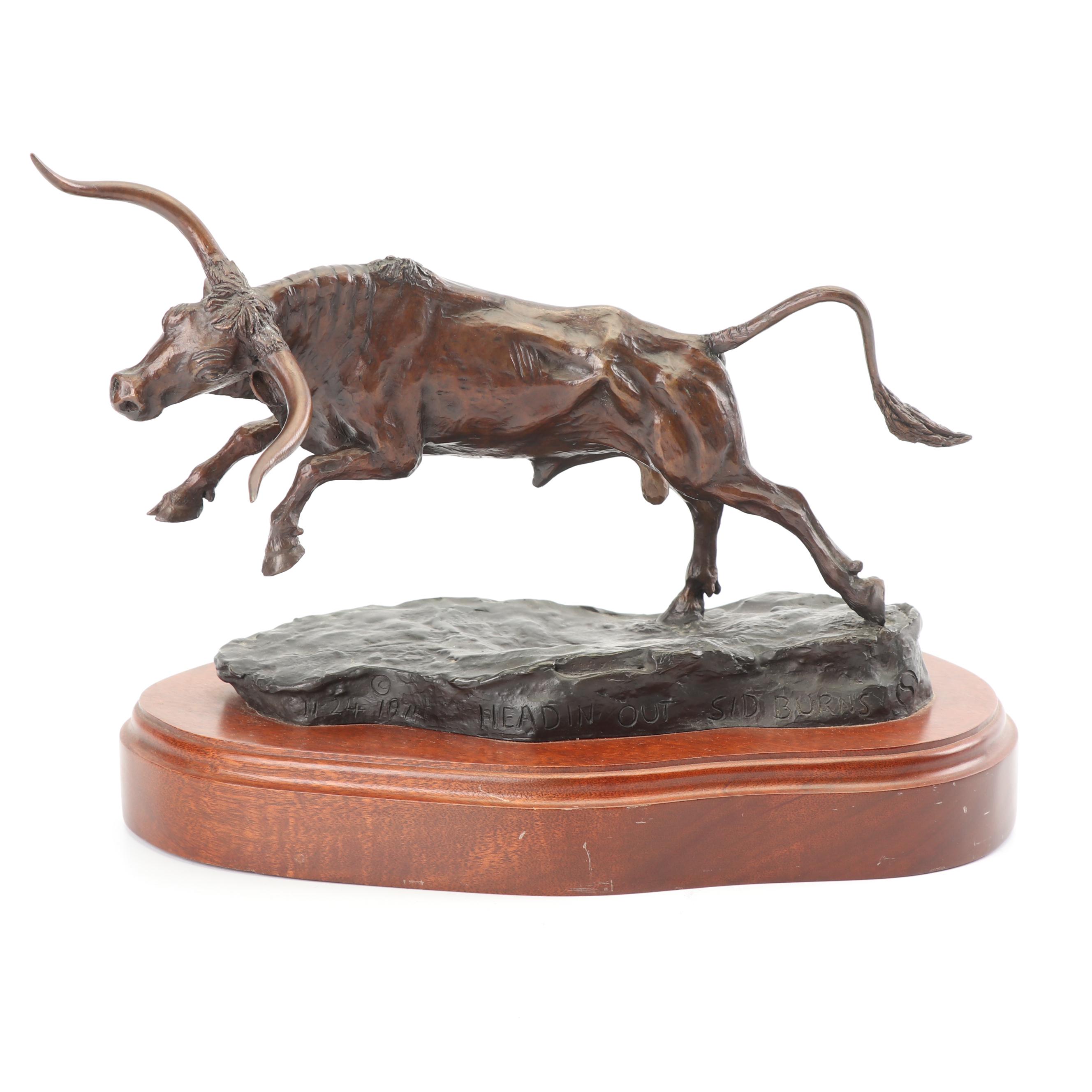 Sid Burns Bronze Sculpture "Headin Out"