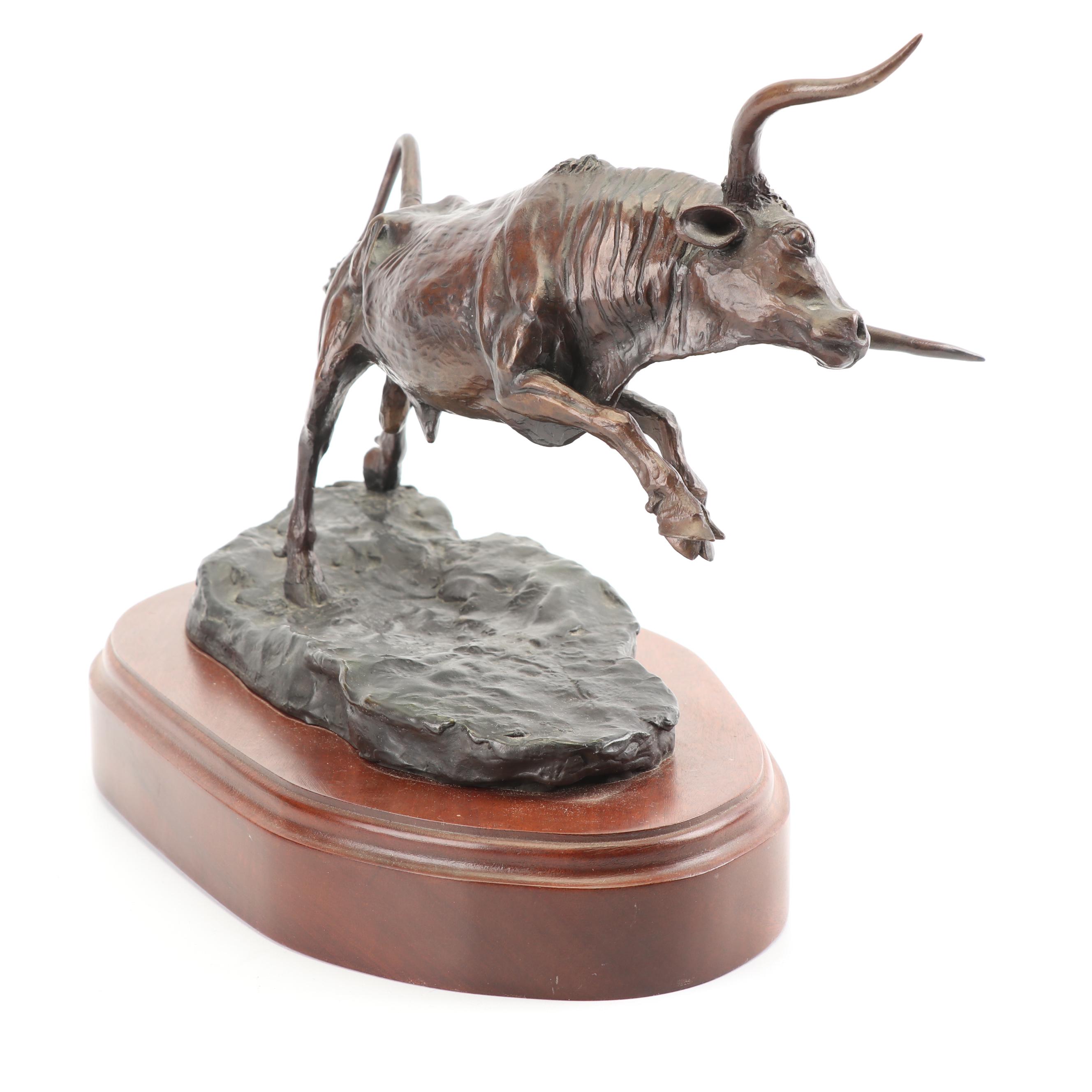 Sid Burns Bronze Sculpture "Headin Out"