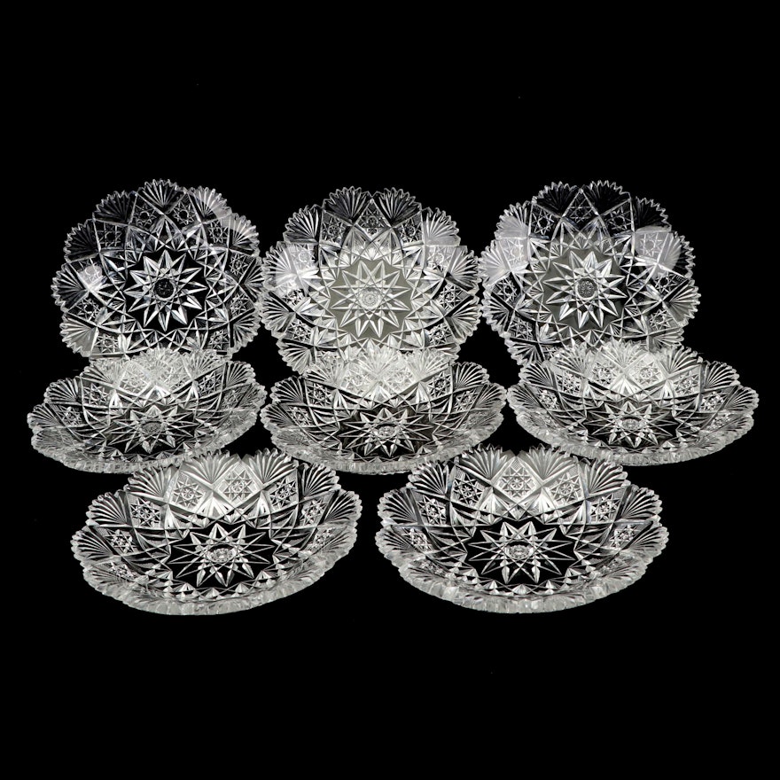Hawkes American Brilliant Period Cut Glass Plates