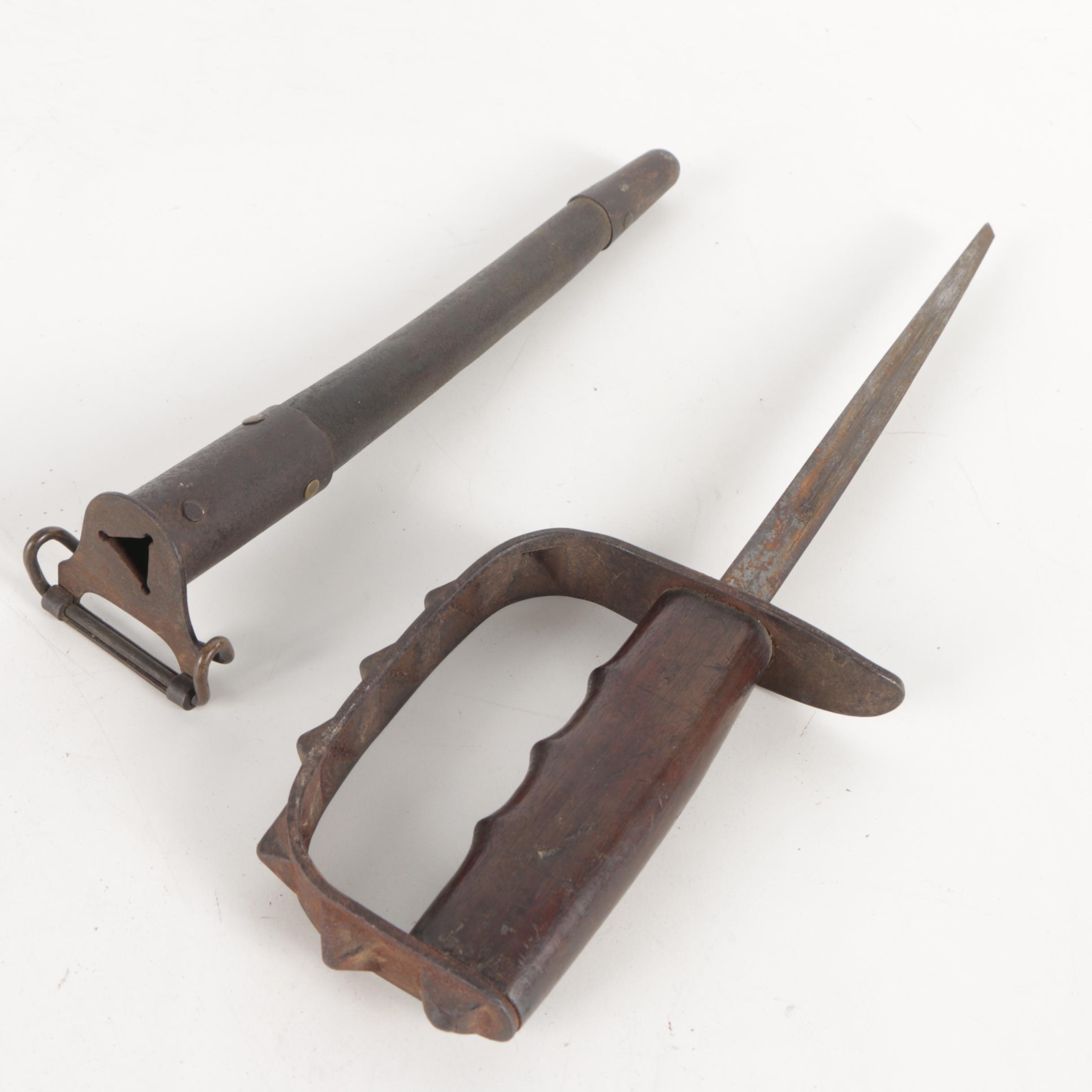 WWI Era U.S. L.F. & C. M1917 Triangular Blade Trench Knife and Scabbard