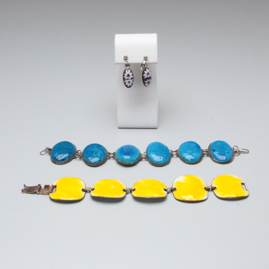 Enamel Bracelet and Earring Selection