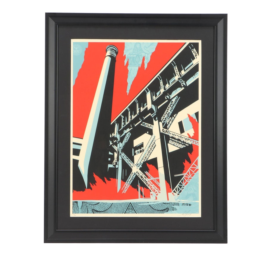 Shepard Fairey Signed 2017 Limited Edition Screenprint "Fossil Factory"