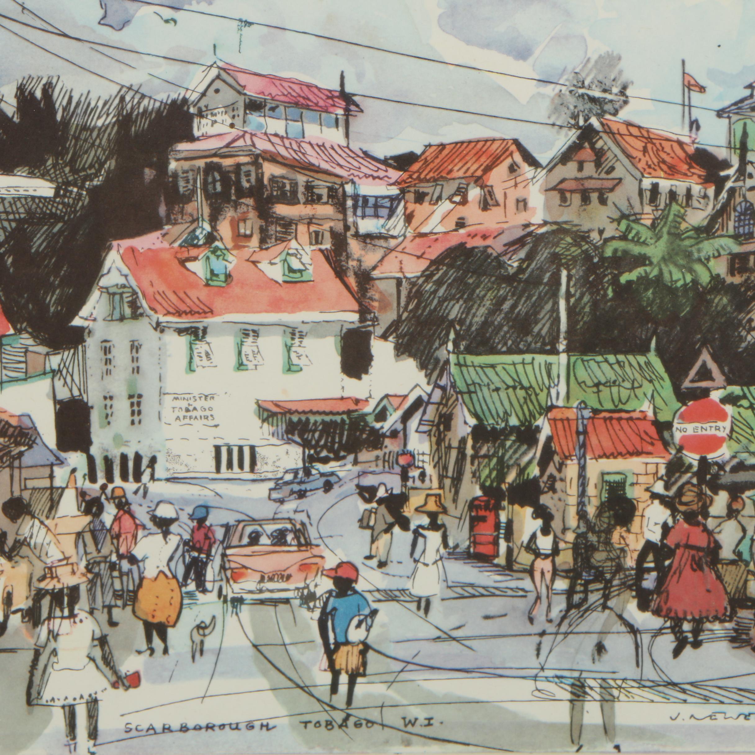 Offset Lithographs after John Newel Lewis of Trinidad and Tobago