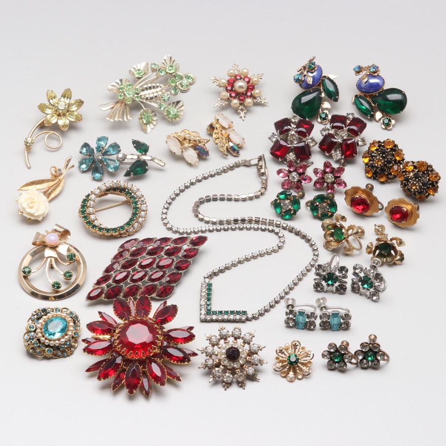Assorted Jewelry Featuring Czech Glass, Imitation Pearls and Foilbacks