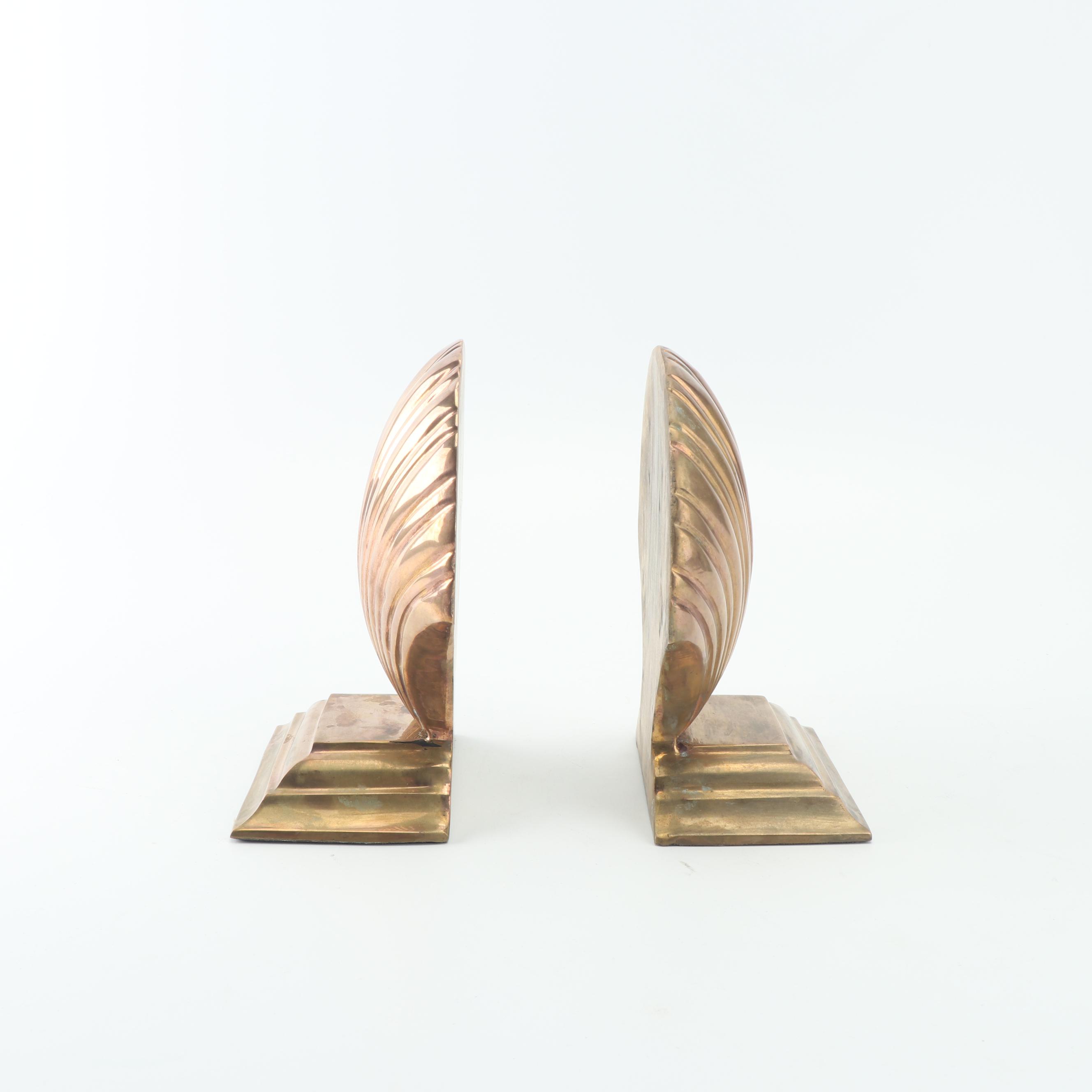 Vintage Brass Seashell Bookends