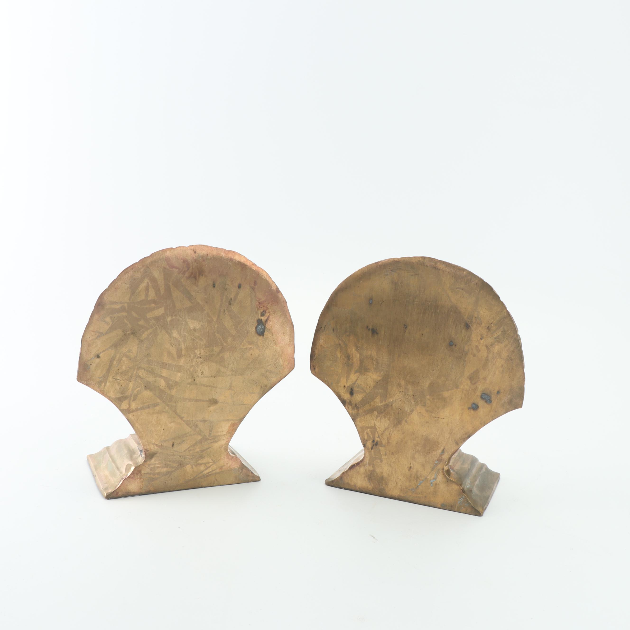 Vintage Brass Seashell Bookends